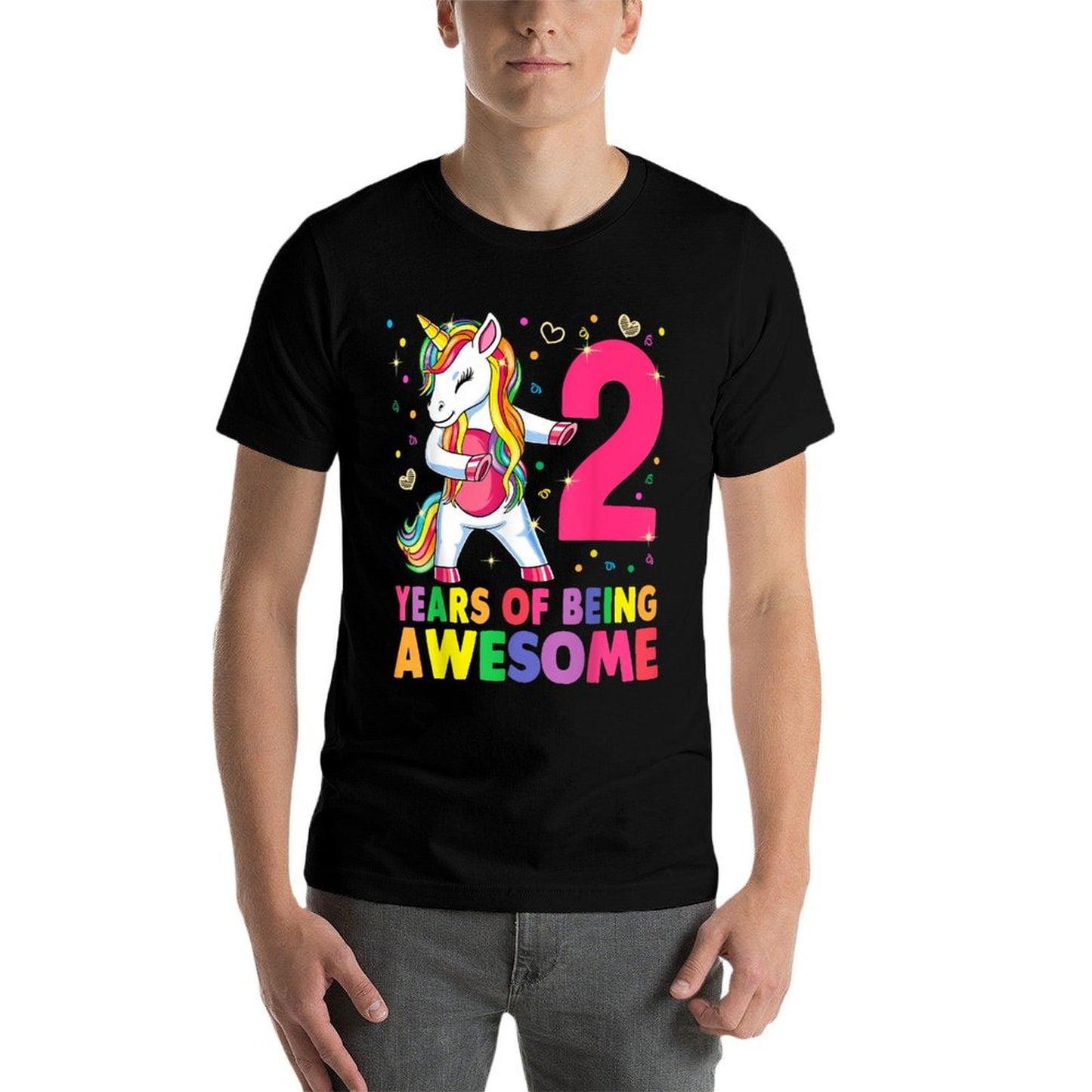 2 Years Old Unicorn Flossing 2nd Birthday Girl Unicorn Party Odor-resistant T-Shirt