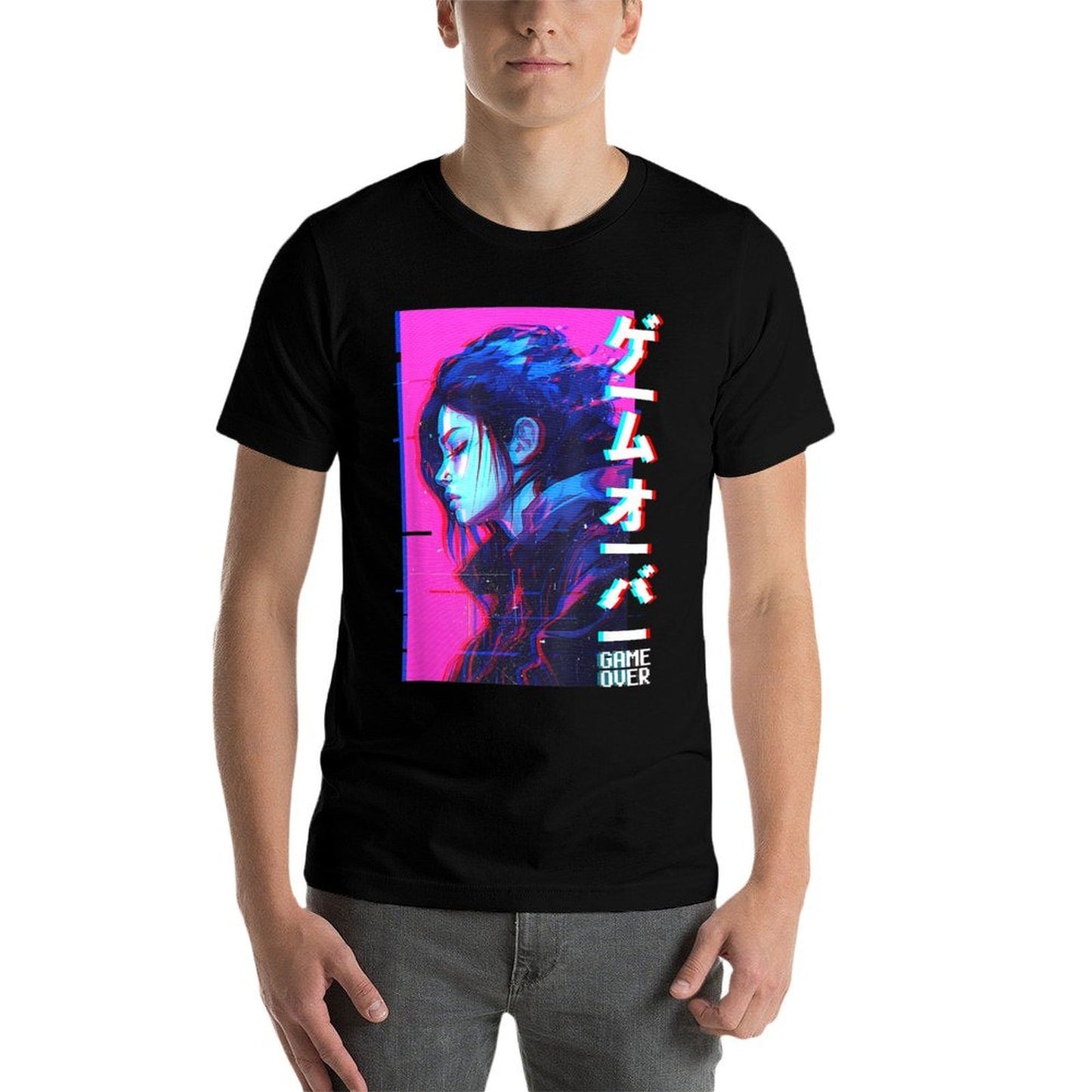 Sad Japanese Anime Girl Game Over Vaporwave Aesthetic Affordable Price T-Shirt