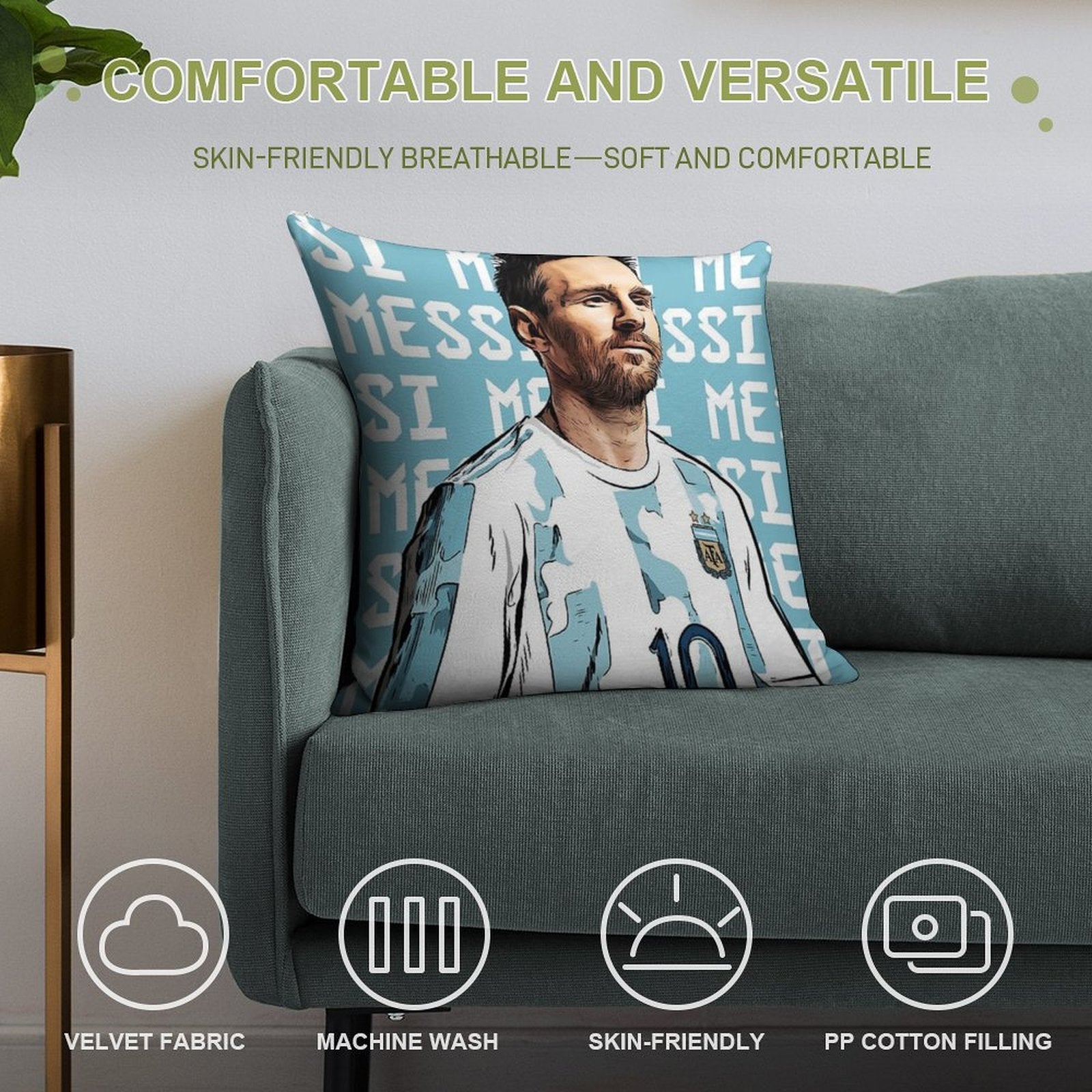 Lionel Messi Soft Gift Ready Throw Pillow