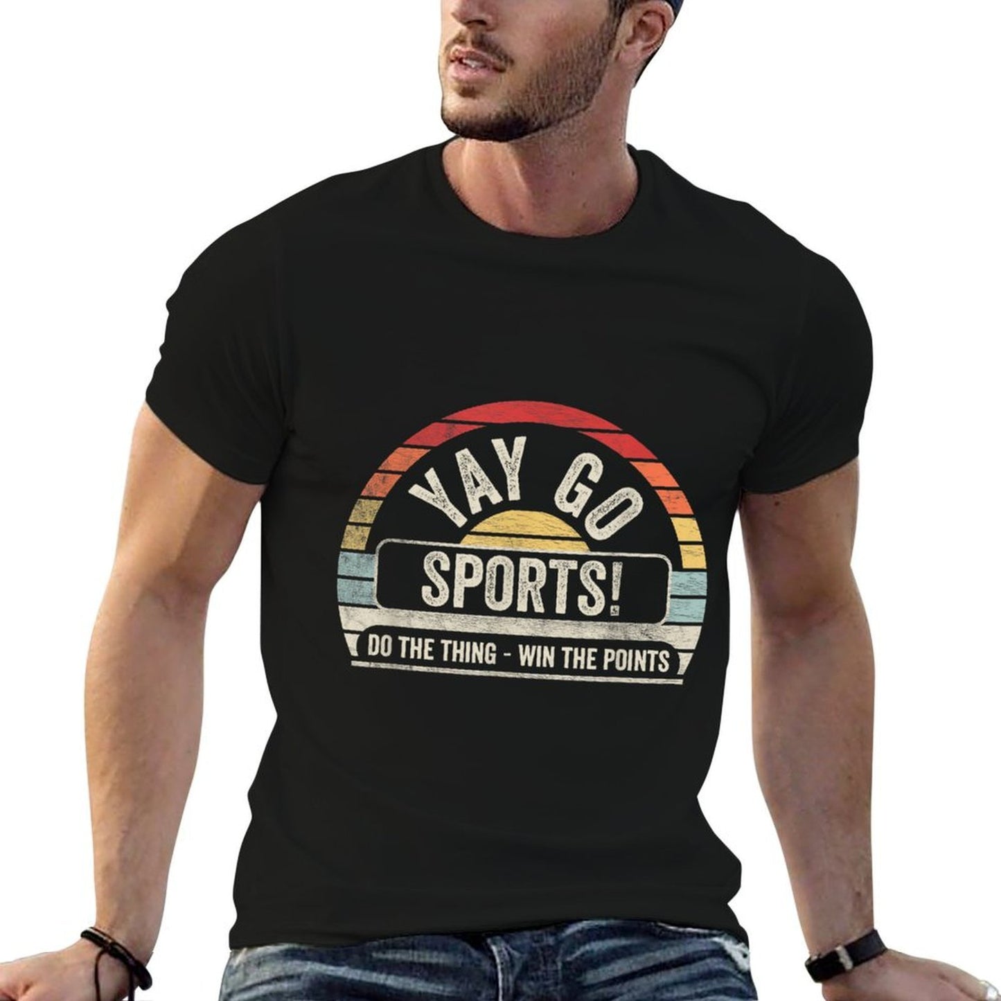 Vintage Retro Yay Go Sports! Funny Sports Polyester Blend T-Shirt