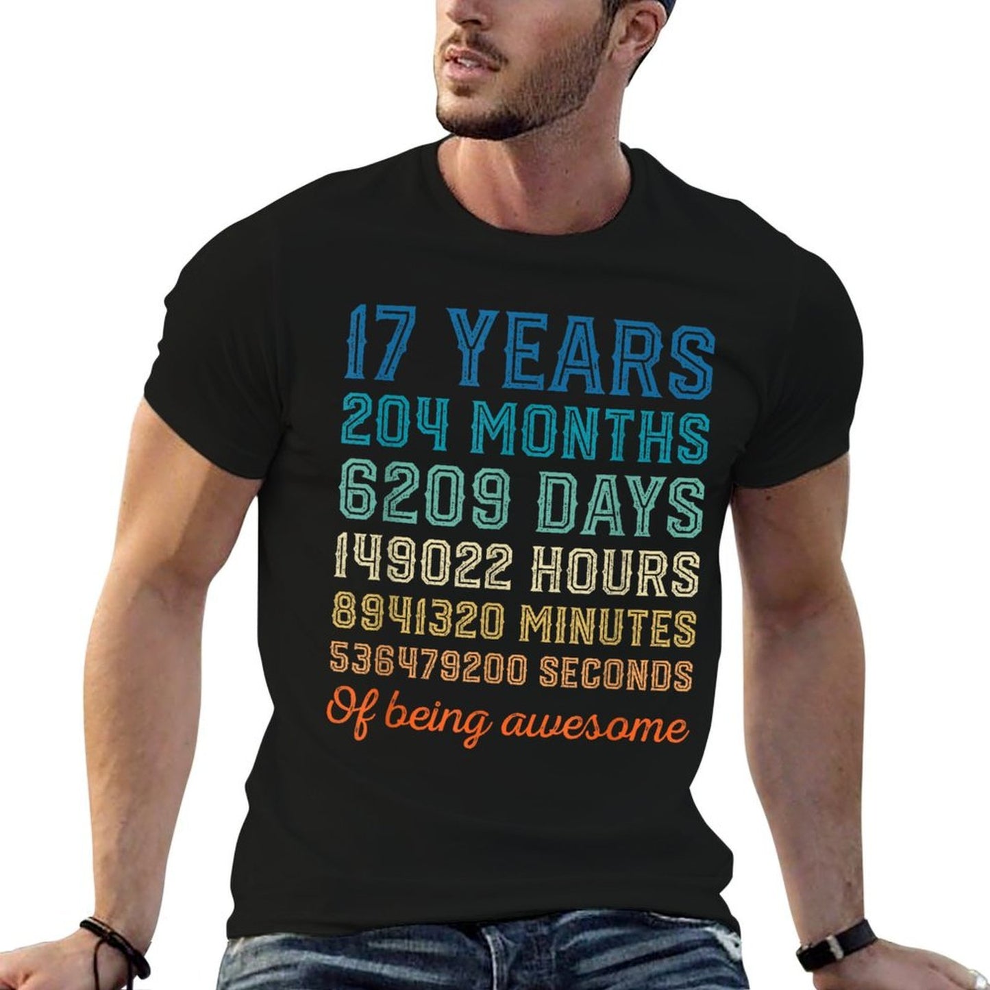 17 Years Of Being Awesome Vintage 17 Years Old 17th Birthday Heathered Texture T-Shirt
