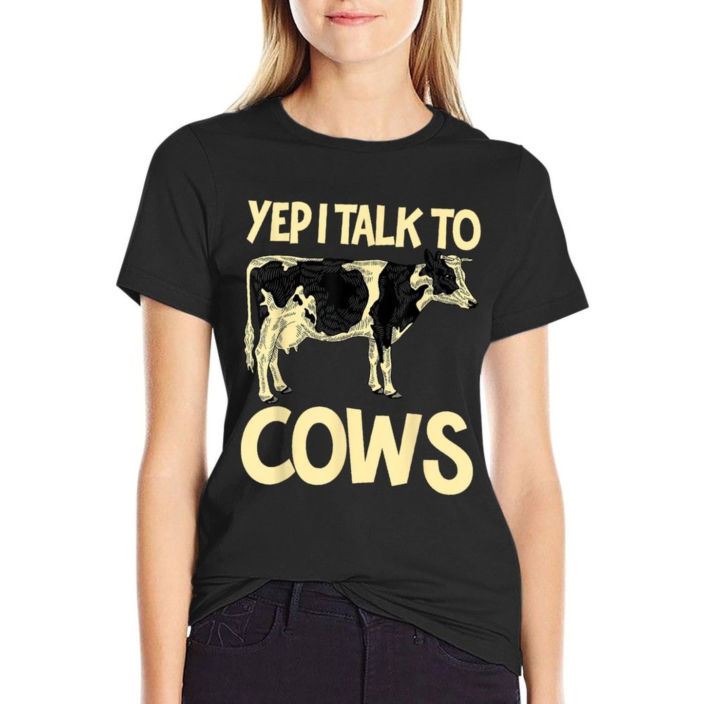 Yep I Talk To Cows Funny Vintage Dairy Farmer Cow Lovers Gag Slim-fit Cut T-Shirt