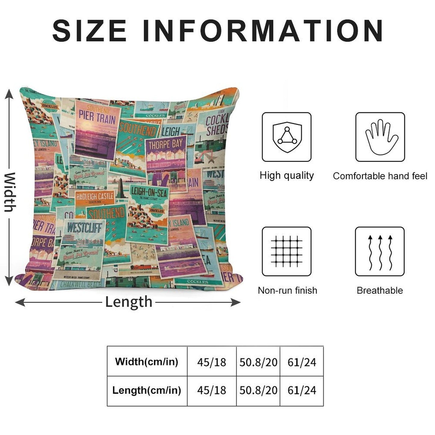 Southend-on-Sea, Essex, UK Poster Collection Soft High-Density Material Throw Pillow