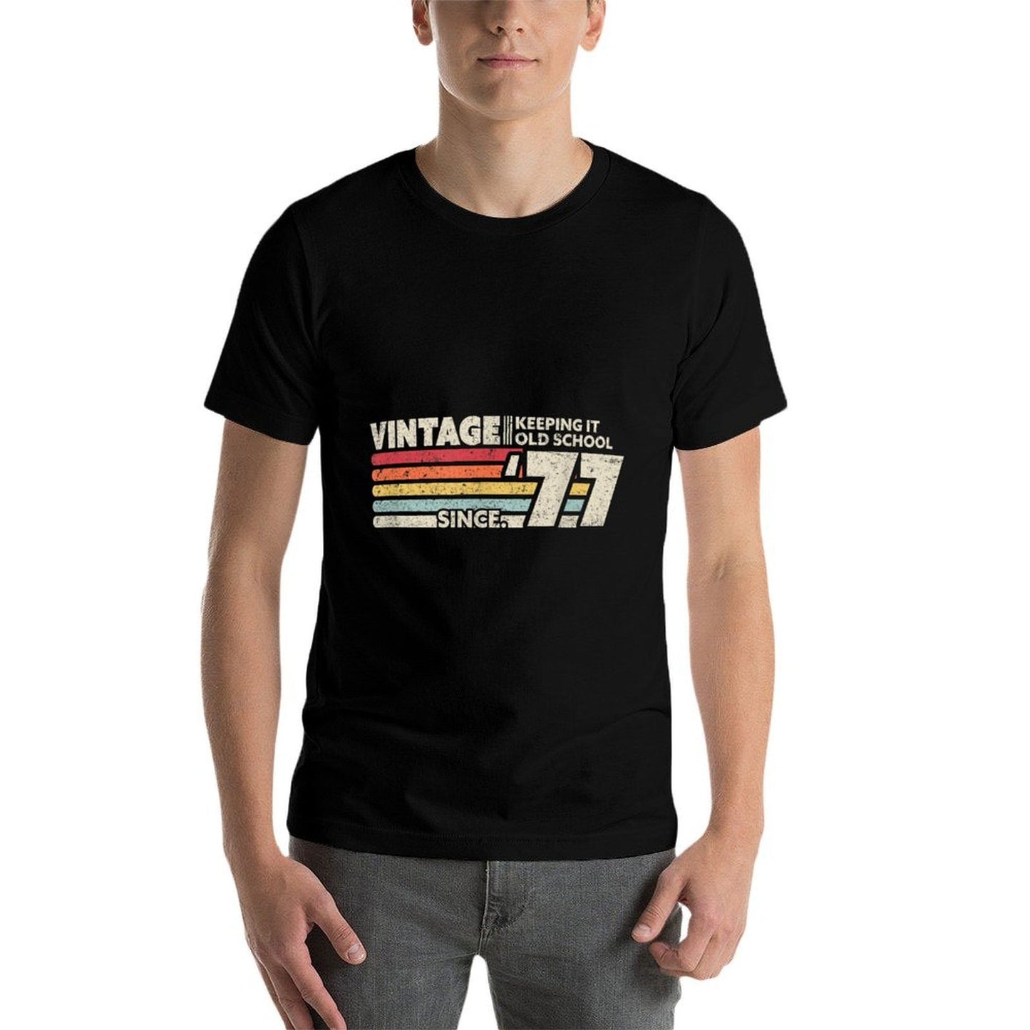 1977 Vintage, Keeping It Old School Since '77 Retro Birthday Slim-fit Cut T-Shirt
