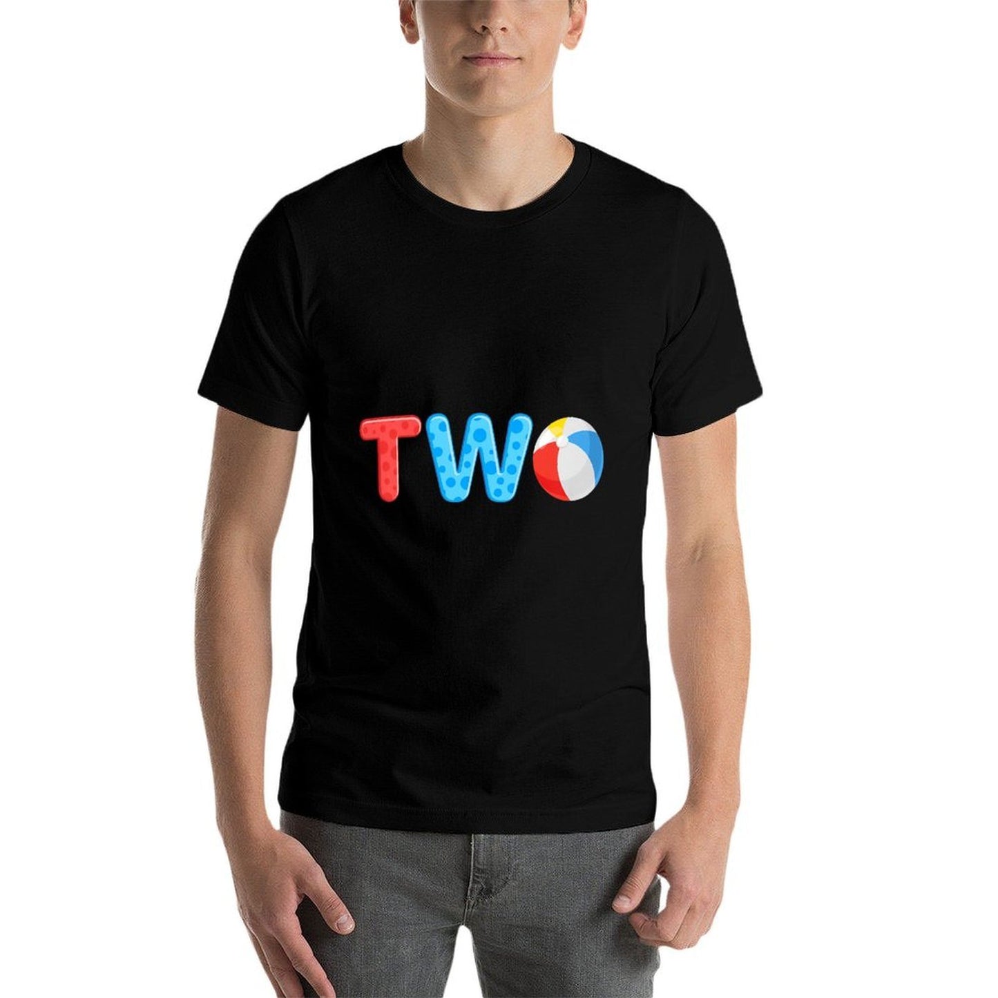 2nd Birthday Two Year Old Beach Ball Theme Summer Pool Party Kids Stretchy T-Shirt