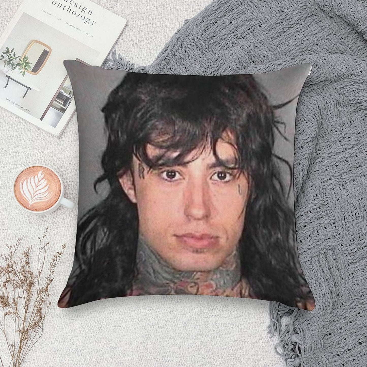 Ronnie Radke Mugshot Soft Warmth Comfort Throw Pillow