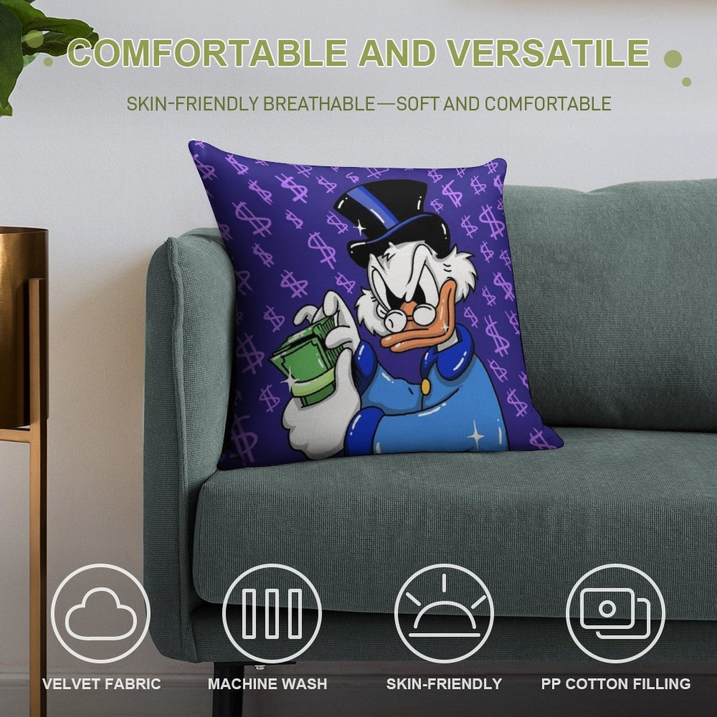 Scrooge Mcduck Eva Kiseleva Soft Warmth Comfort Throw Pillow