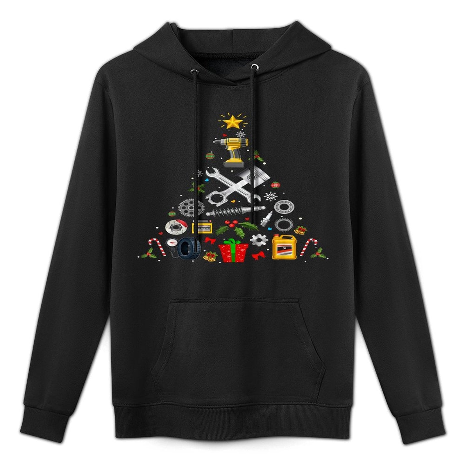 Mechanic Christmas Ornament Tree In Garage Car Mechanic 2025 Pilling-Resistant Hoodie