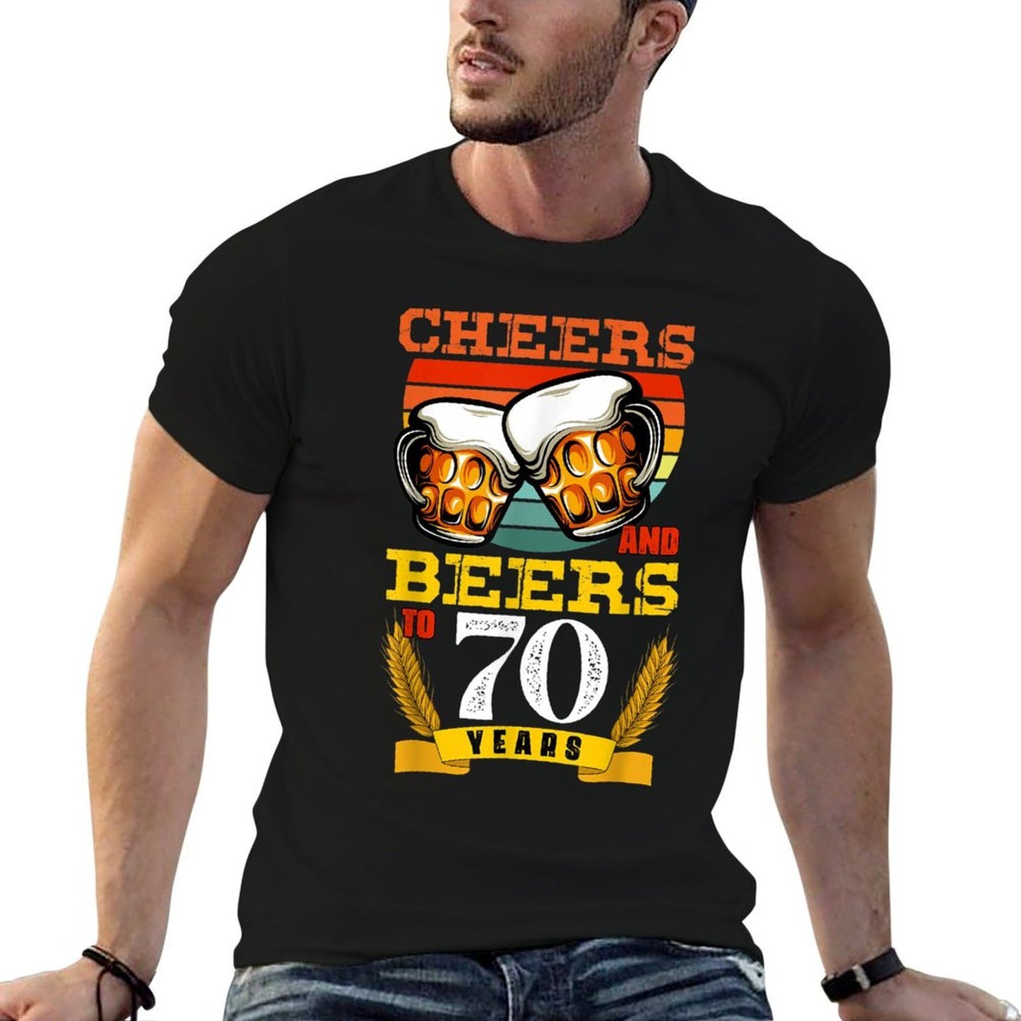 Vintage Cheers And Beers To My 70 Year Old 70th Birthday Vintage-inspired T-Shirt