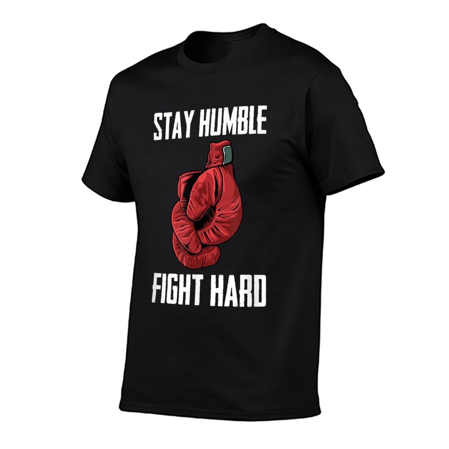 Stay Humble Fight Hard Boxing Gloves - Boxer Ribbed Collar T-Shirt