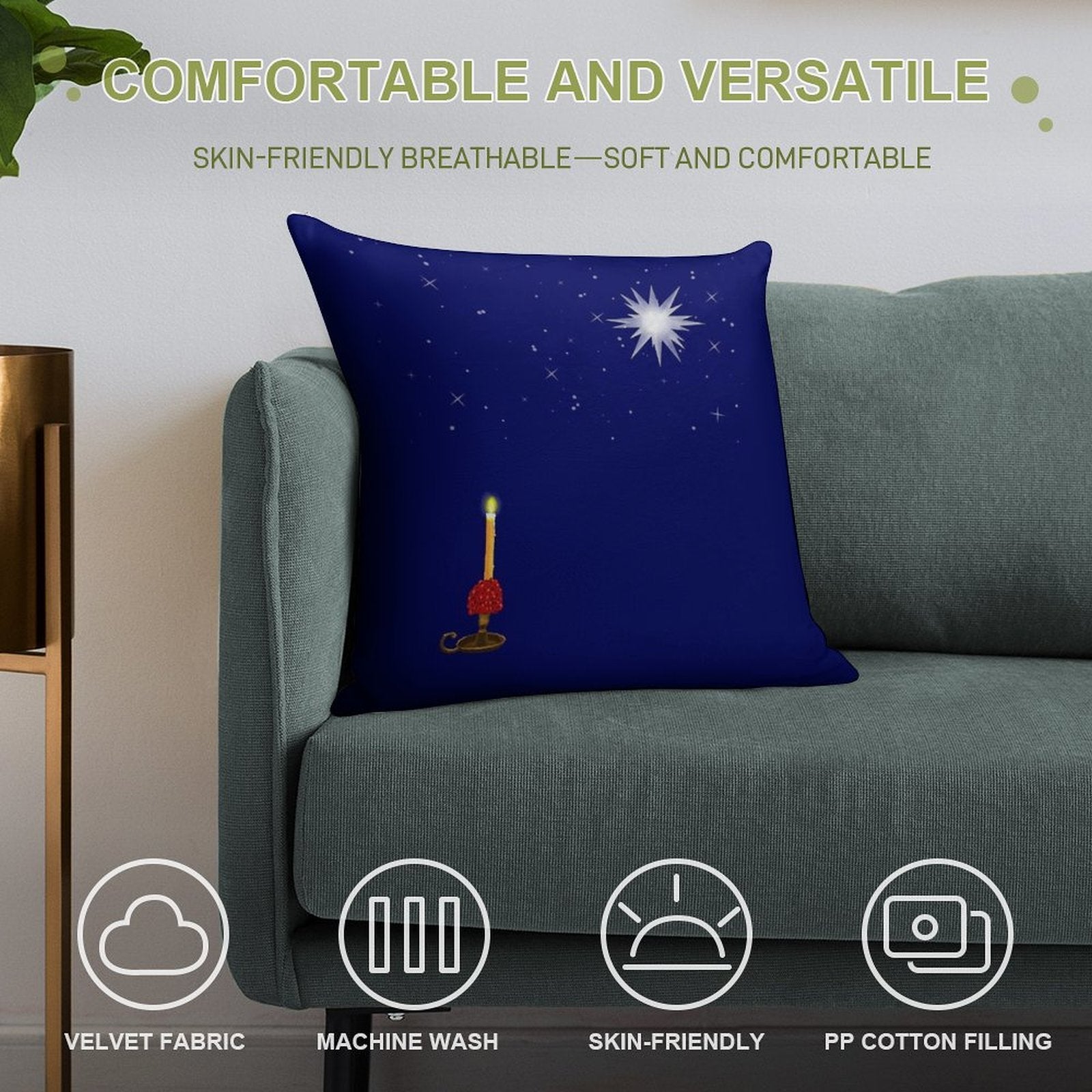Moravian Star And Moravian Candle In The Sky... Soft Reinforced Edging Throw Pillow