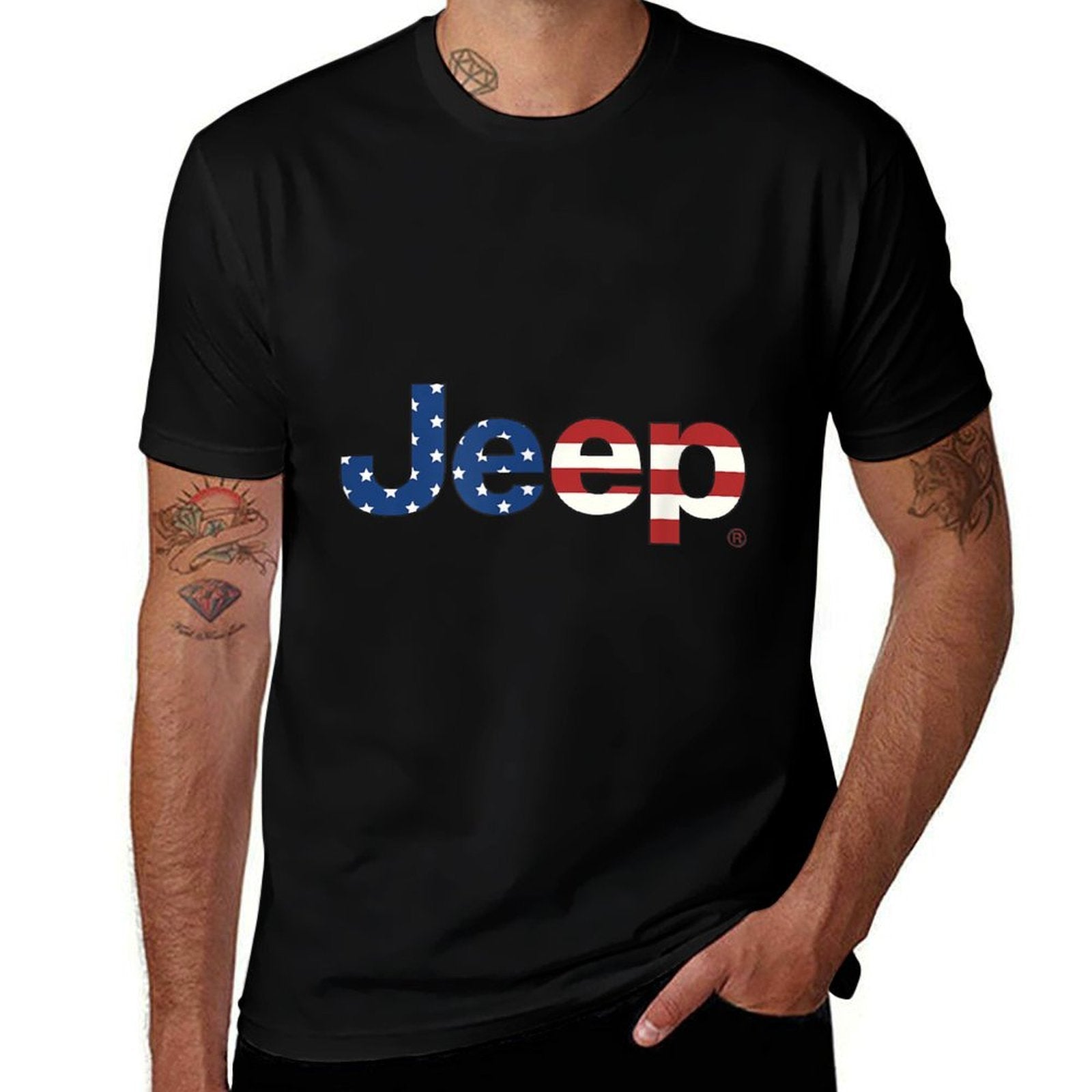 Jeep Wordmark Logo Ribbed Collar T-Shirt