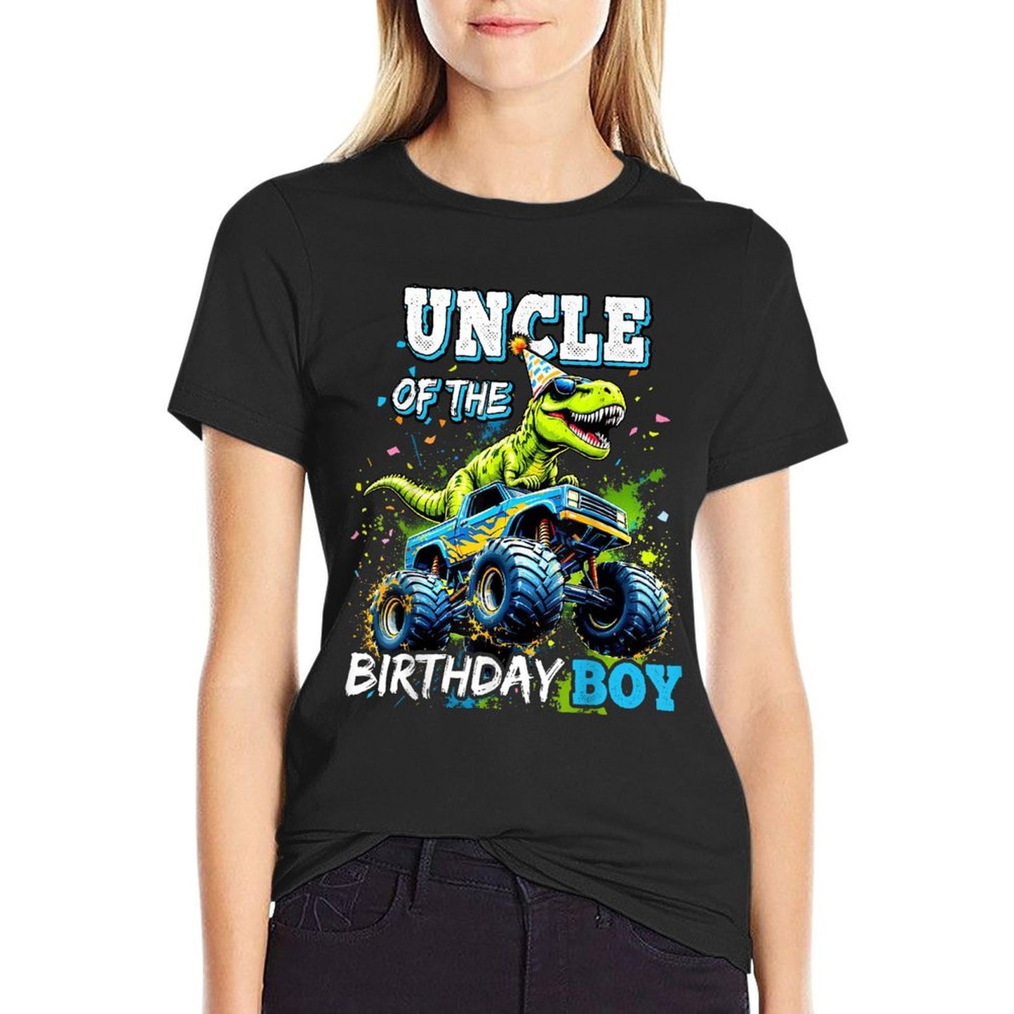 Uncle of The Birthday Boy Monster Truck Dinosaur Party T Rex Soft T-Shirt