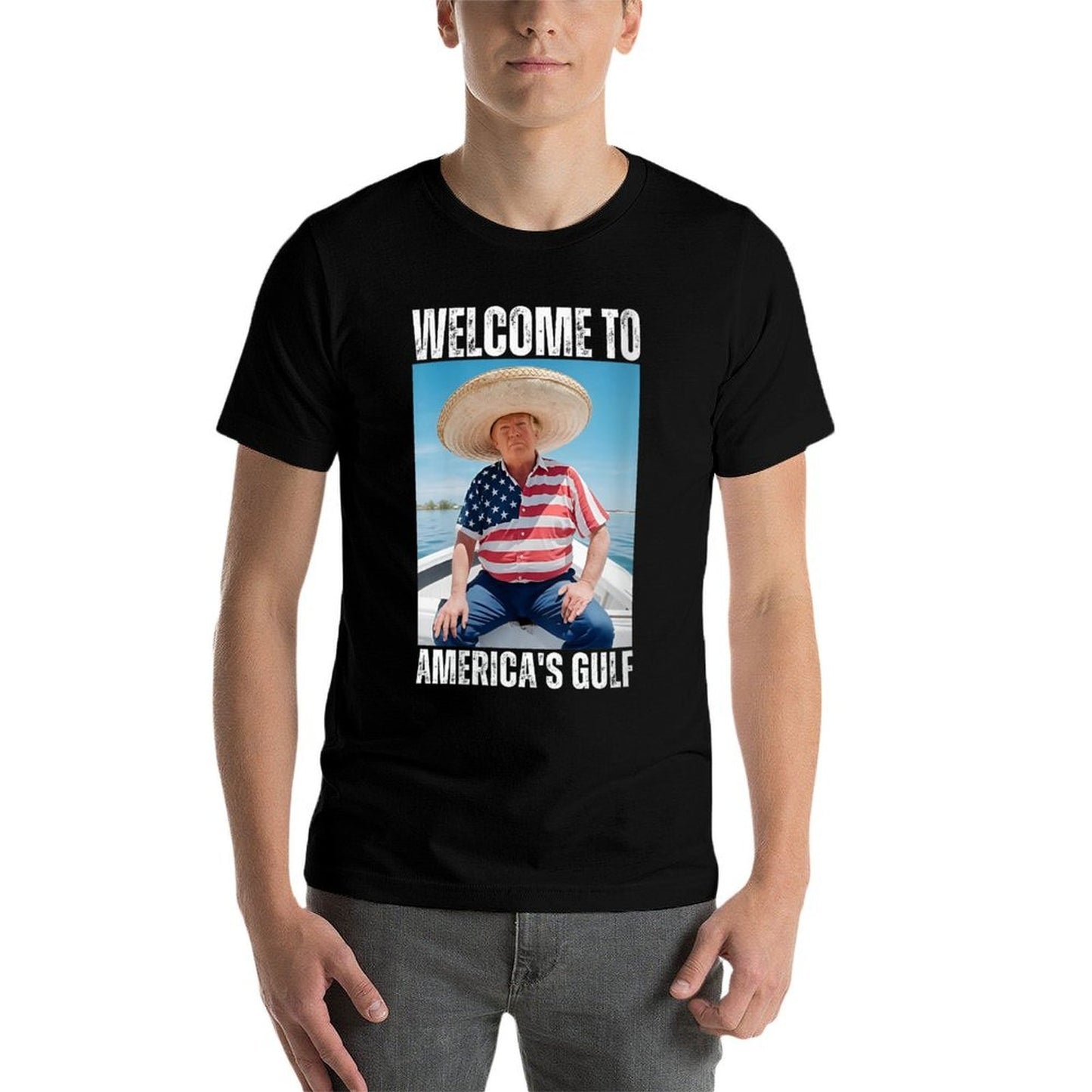 Womens Welcome Trump America's Gulf Mexico President Trump Sombrero Fade-proof Color T-Shirt