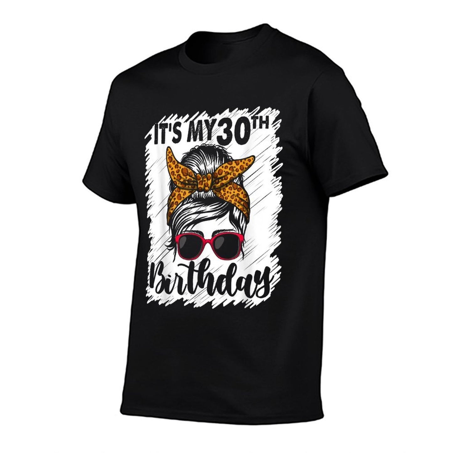30 Years Old Messy Bun Leopard It's My 30th Birthday Lightweight T-Shirt