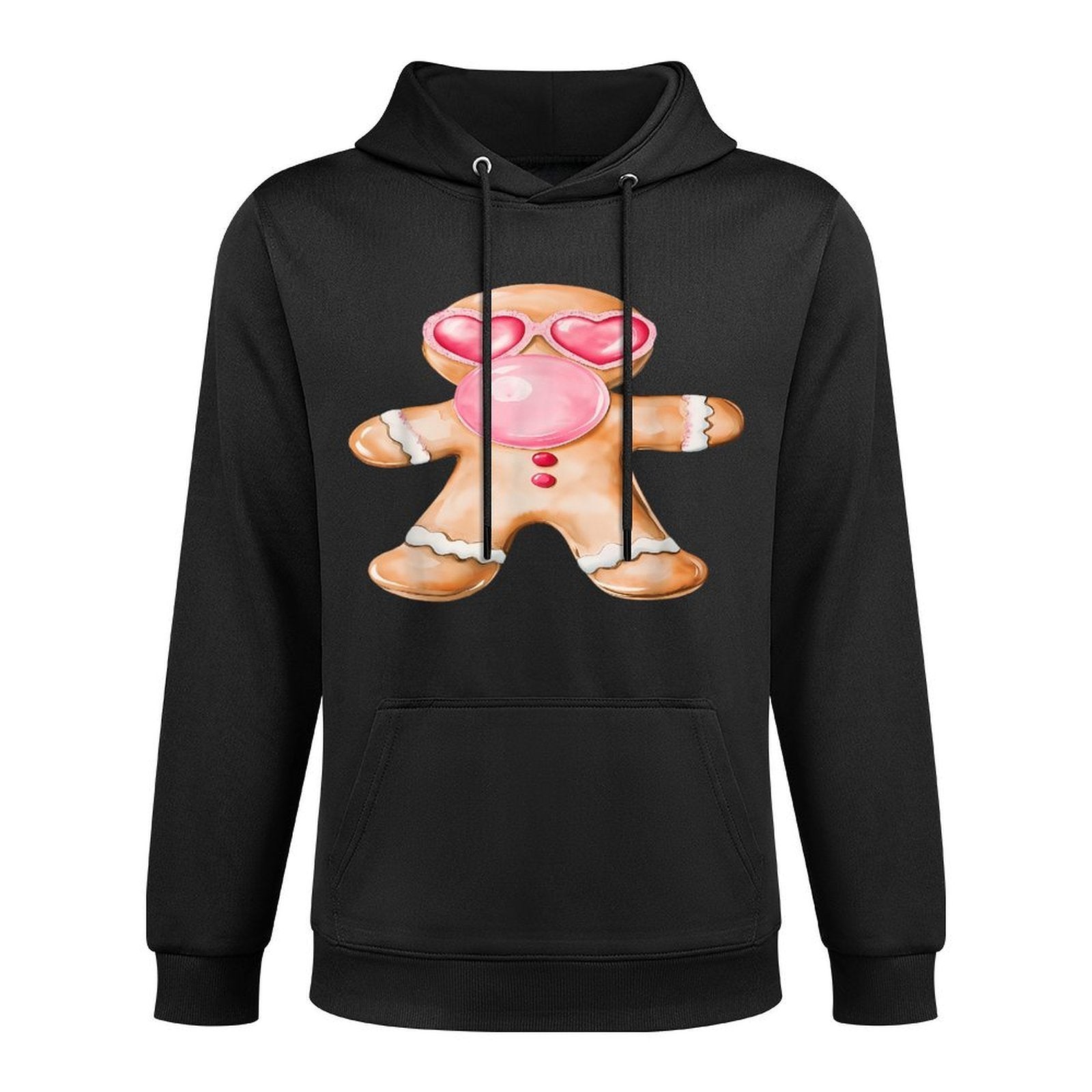 Gingerbread Blowing Bubble Gum Pink Sunglasses Christmas Easy Care Hoodie