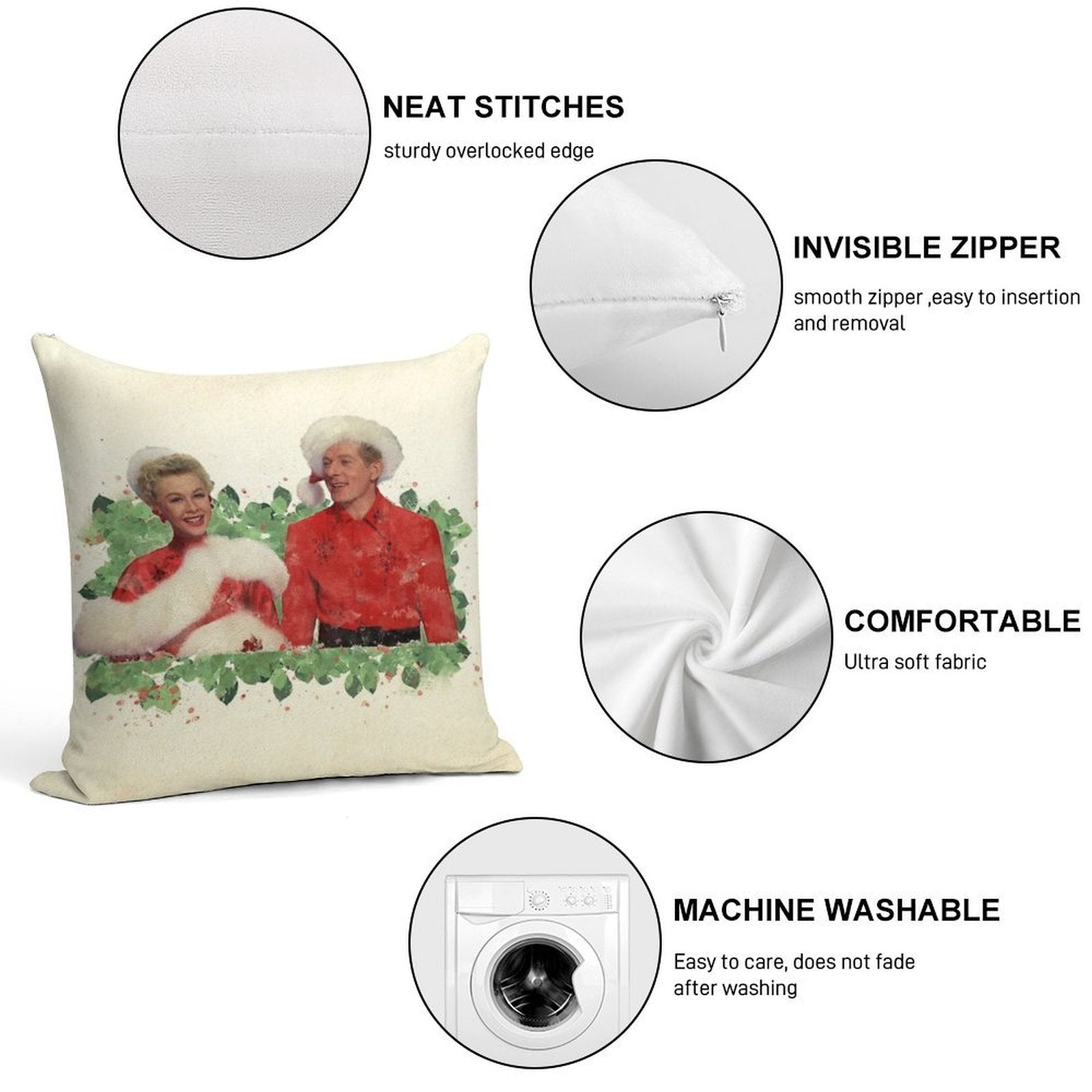 Phil & Judy (White Christmas) Soft Luxury Feel Throw Pillow