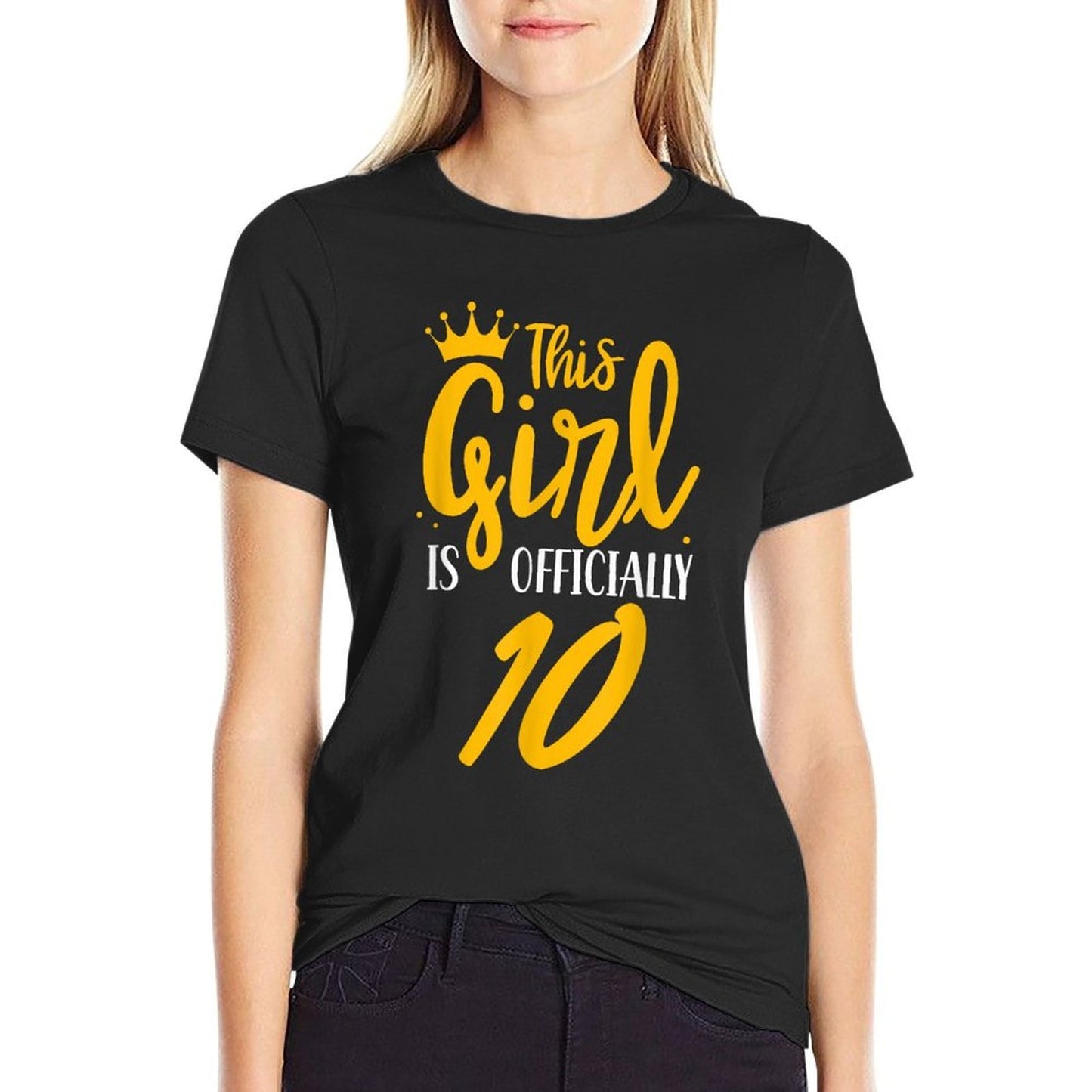 This Girl Is Officially 10 Years Birthday Old Age Her Ten Summer-ready Fabric T-Shirt