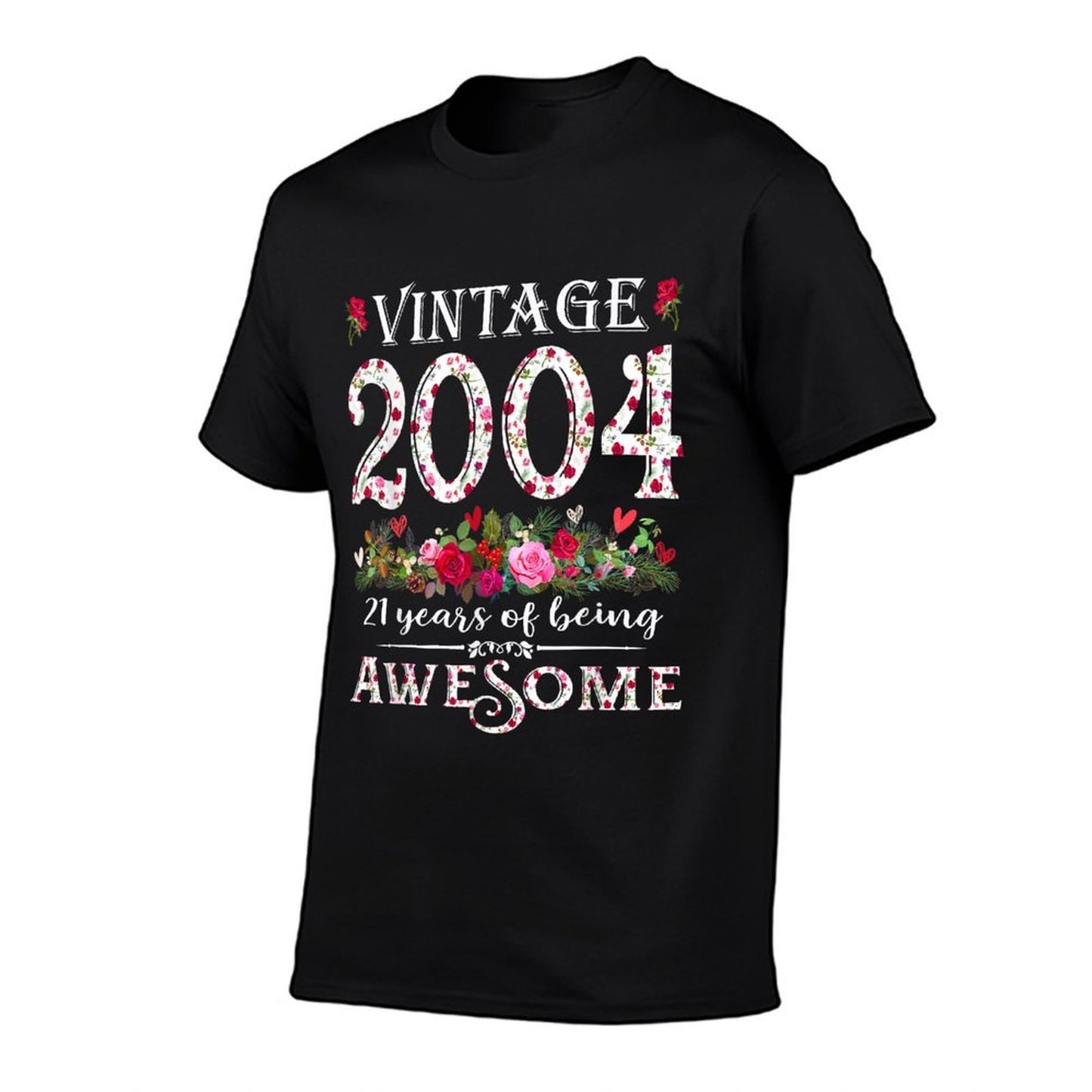 21 Year Old Being Awesome Vintage 2004 Floral 21st Birthday Soft T-Shirt