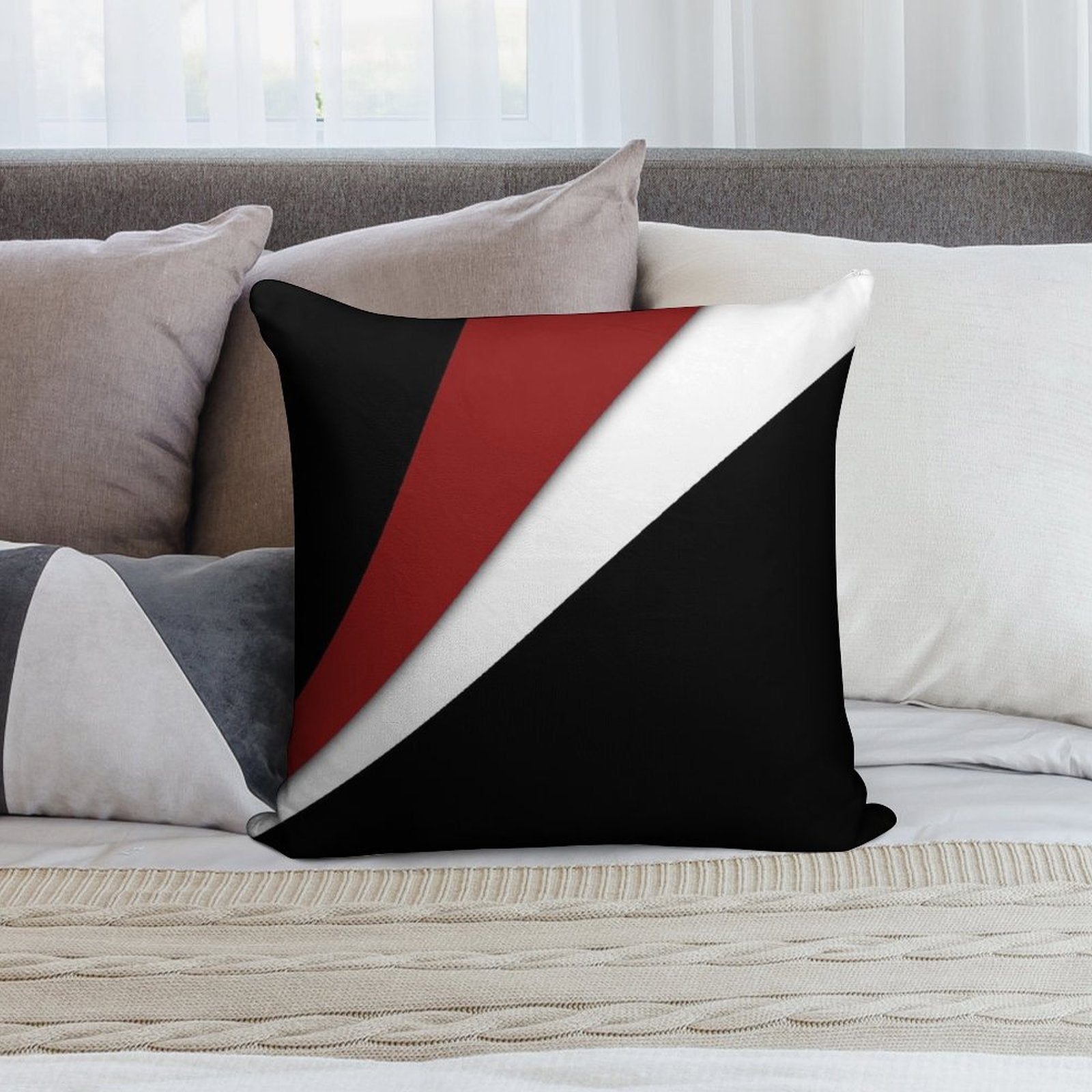 Decorative Red And White Soft Warmth Comfort Throw Pillow