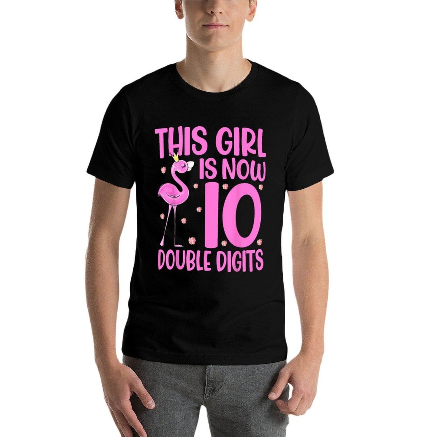 This Girl Is Now 10 Double Digits Flamingo 10th Birthday Versatile T-Shirt