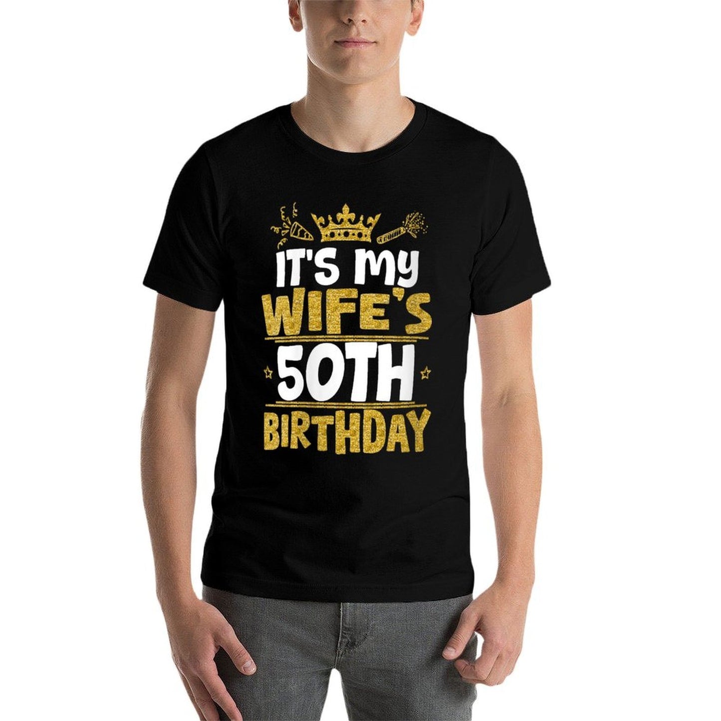 Womens Happy It's My Wife's 50th Birthday 1975 50 Years Old Moisture-wicking T-Shirt