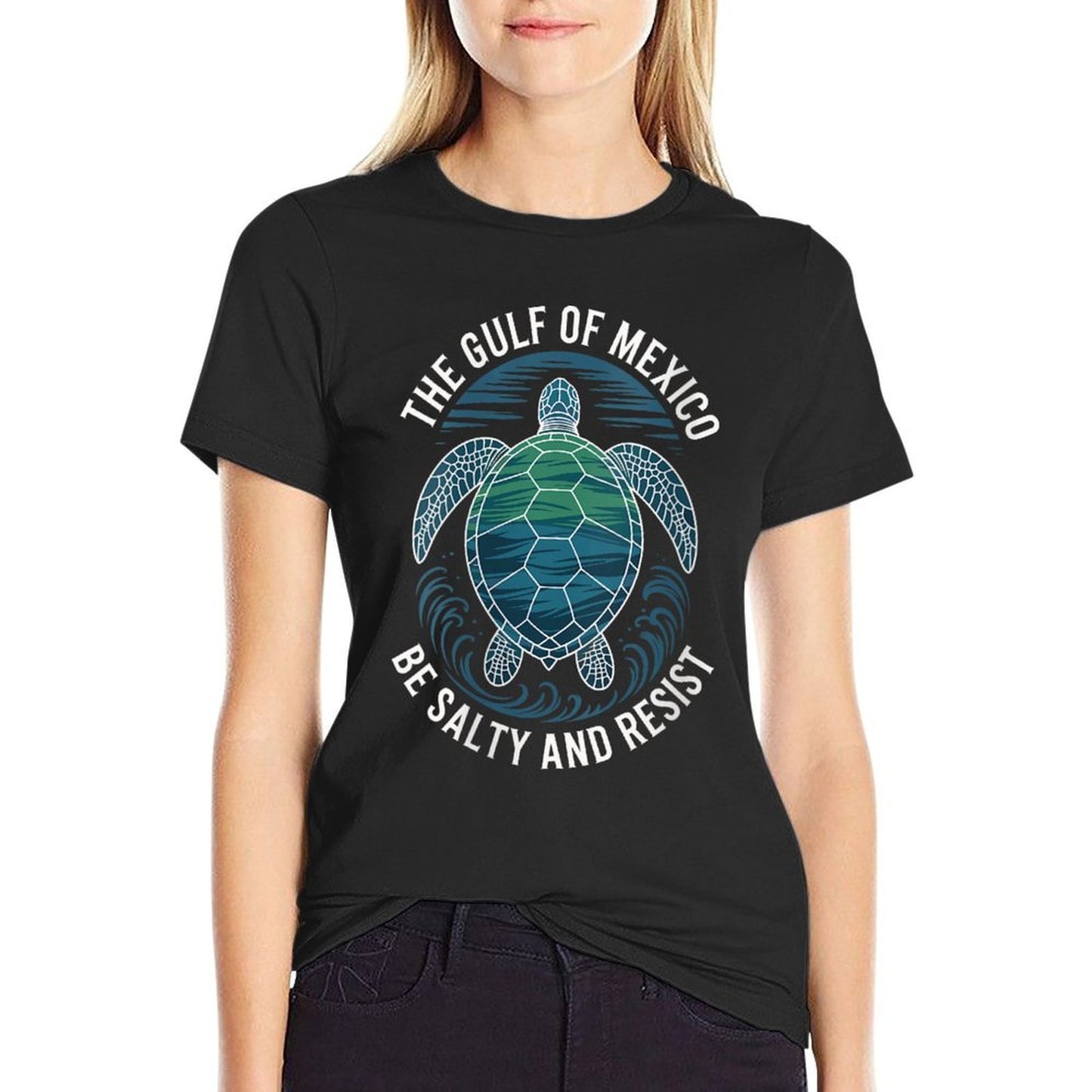Womens Gulf of Mexico Sea Turtle Tribal Ocean Be Salty And Resist Lightweight T-Shirt