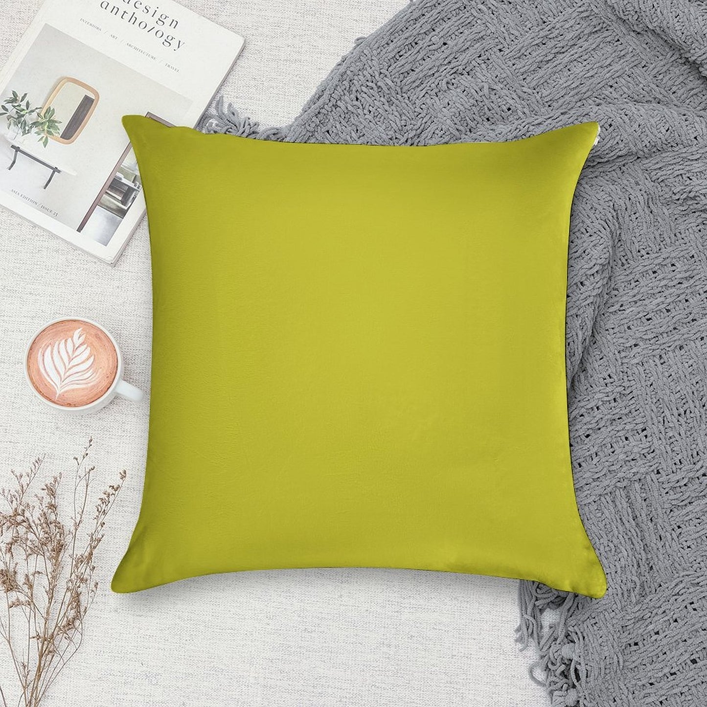 Solid Chartreuse Soft Warmth Comfort Throw Pillow