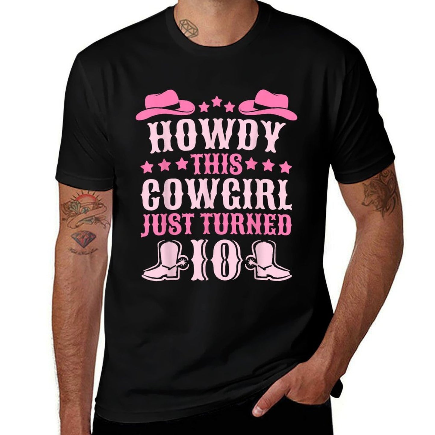 10yr Birthday Cowgirl Western 10 Year Old Girl 10th Birthday Durable T-Shirt