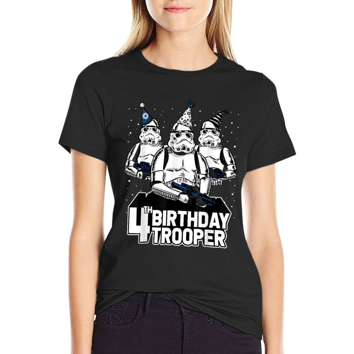 Star Wars Stormtrooper Party Hats Trio 4th Birthday Trooper High-quality Stitching T-Shirt