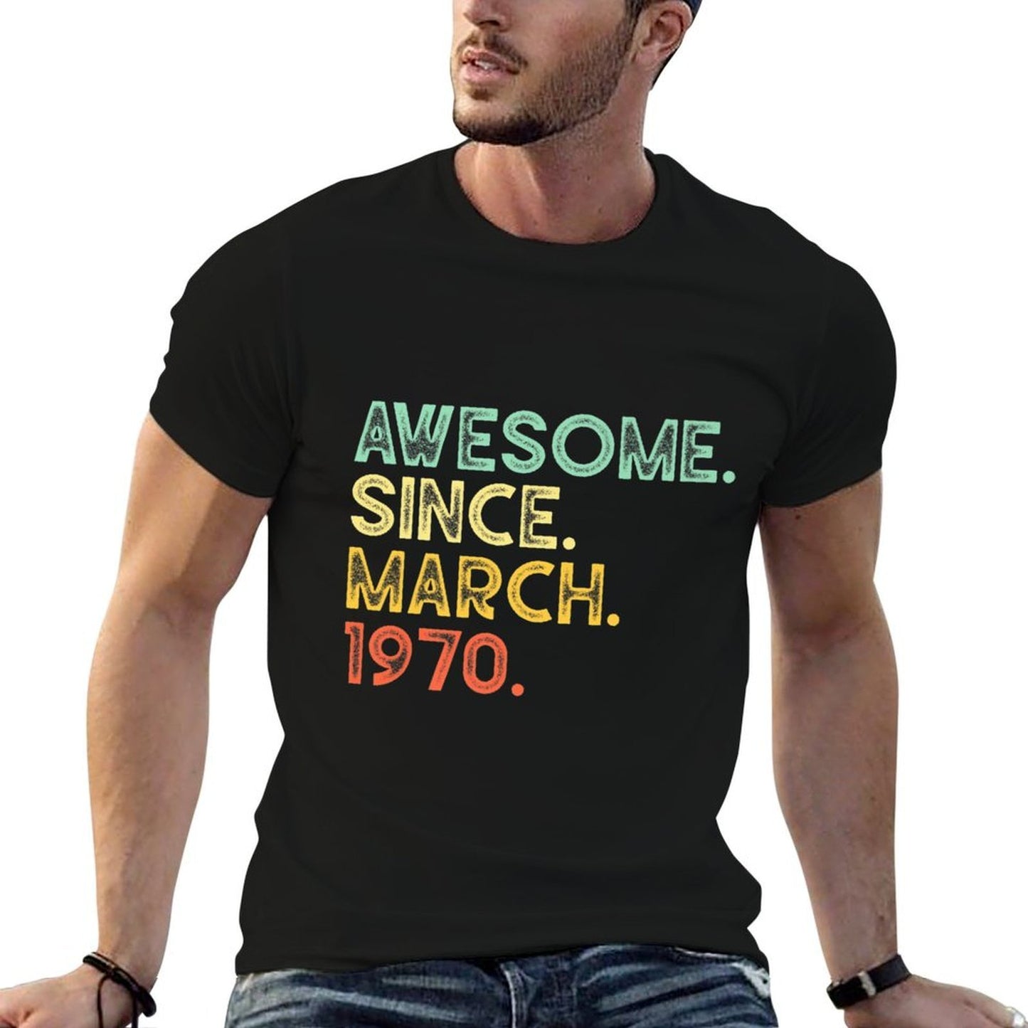 50 Years Old Awesome March 1970 50th Birthday Gift Premium  Cotton T-Shirt