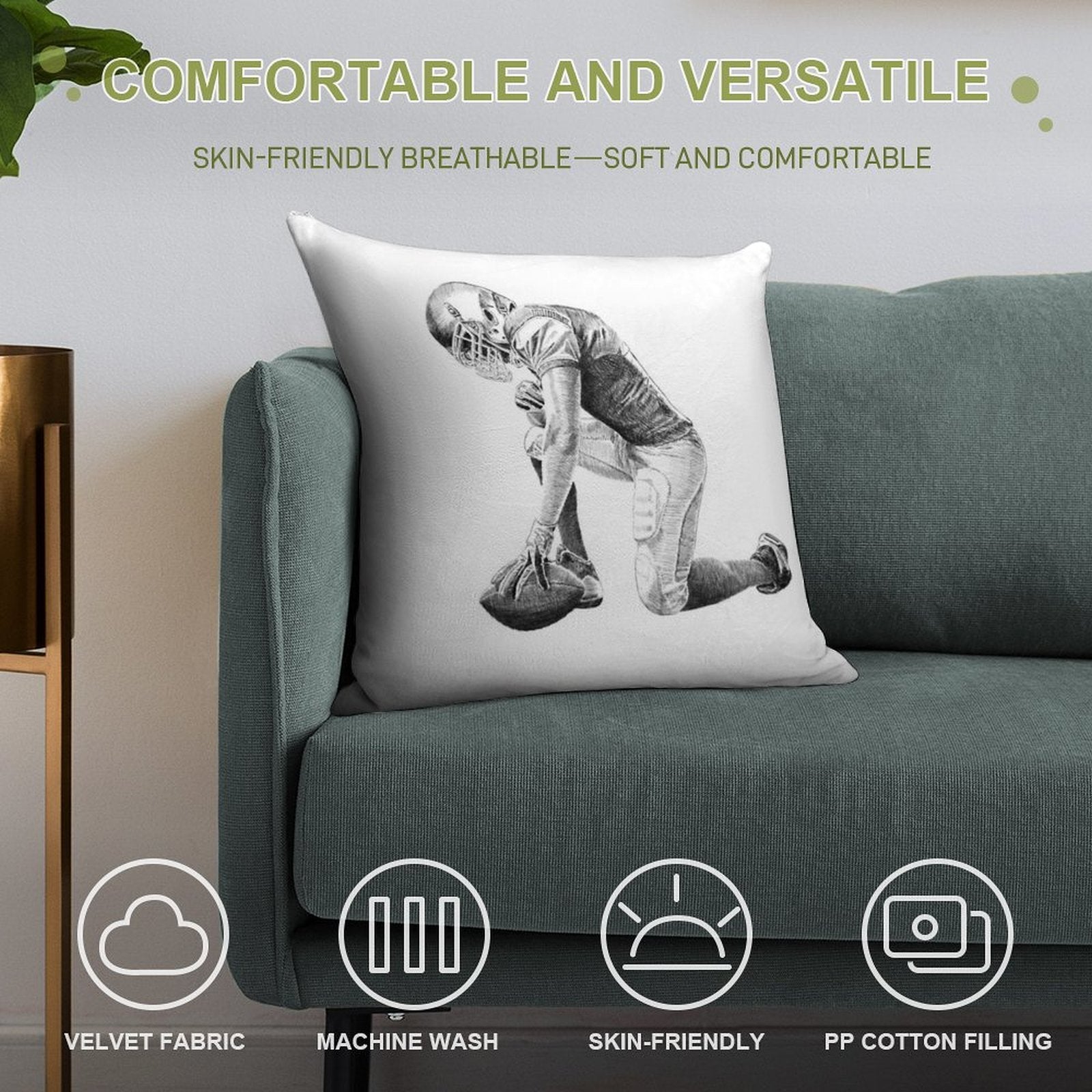 American Football Soft Durable Construction Throw Pillow