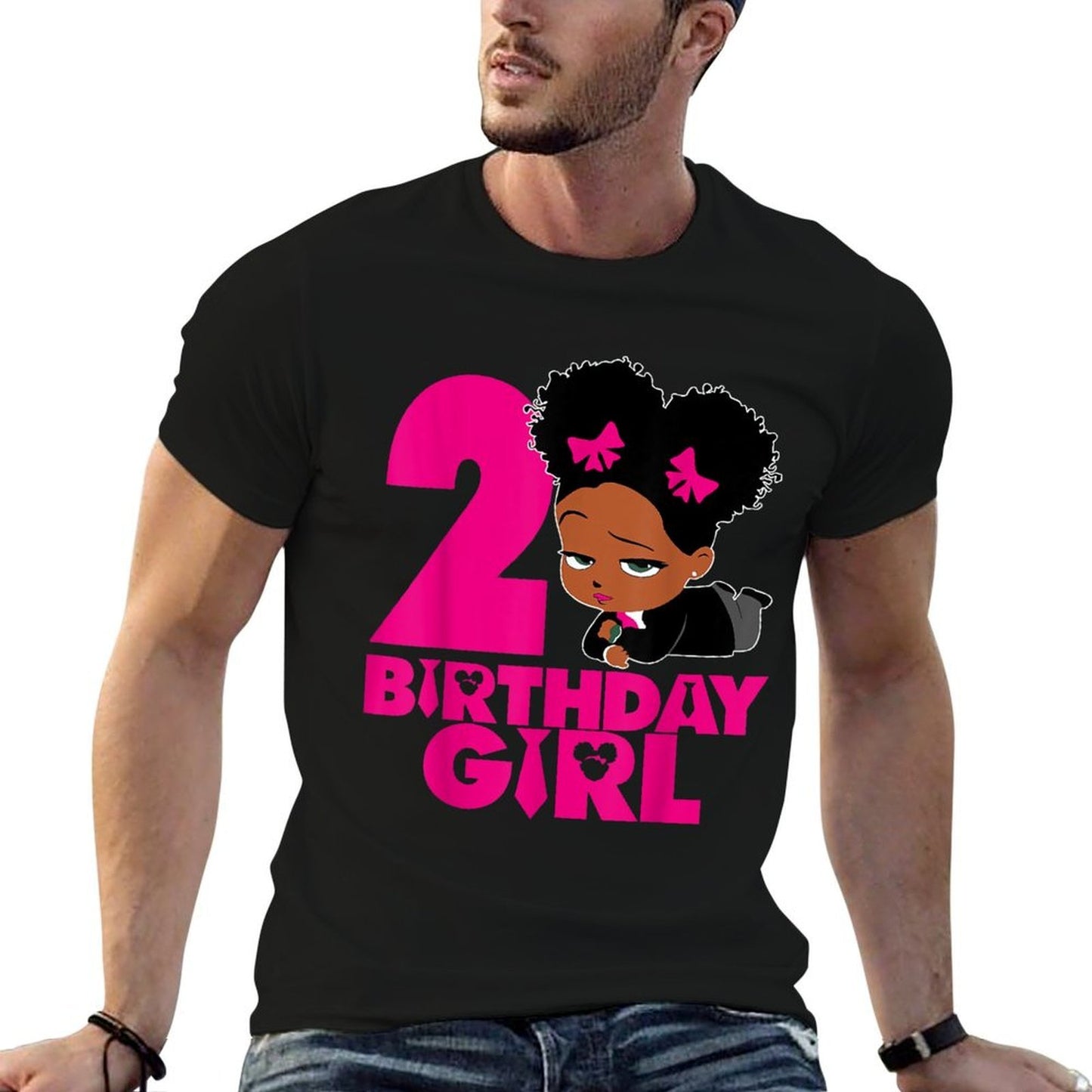2nd Birthday Girl Baby Boss Cute African American Kids Afro Wrinkle-resistant T-Shirt