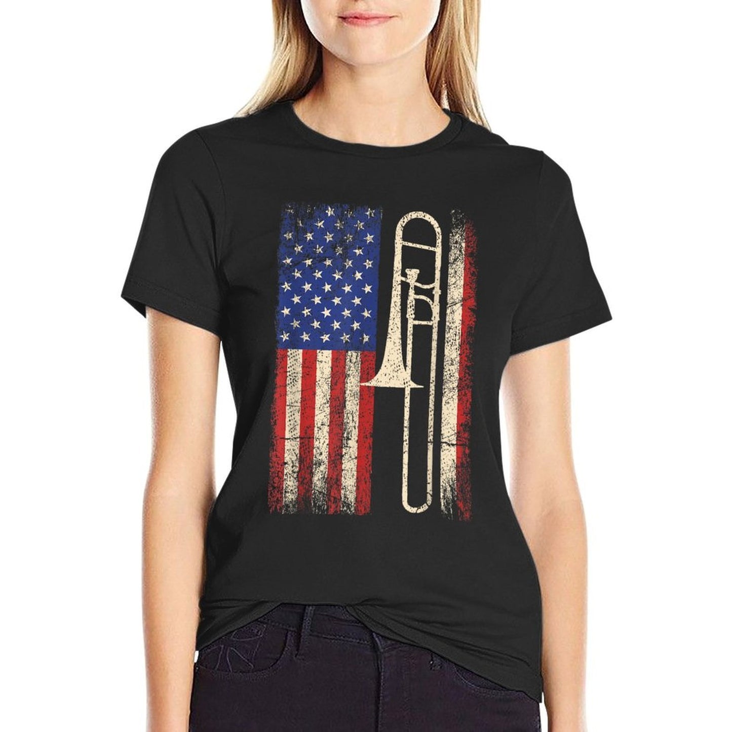 Trombone USA American Jazz Music Vintage Men Moisture-wicking T-Shirt