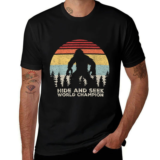 Retro Hide  Seek Champion Funny Sasquatch Bigfoot  Slim-fit Cut T-Shirt