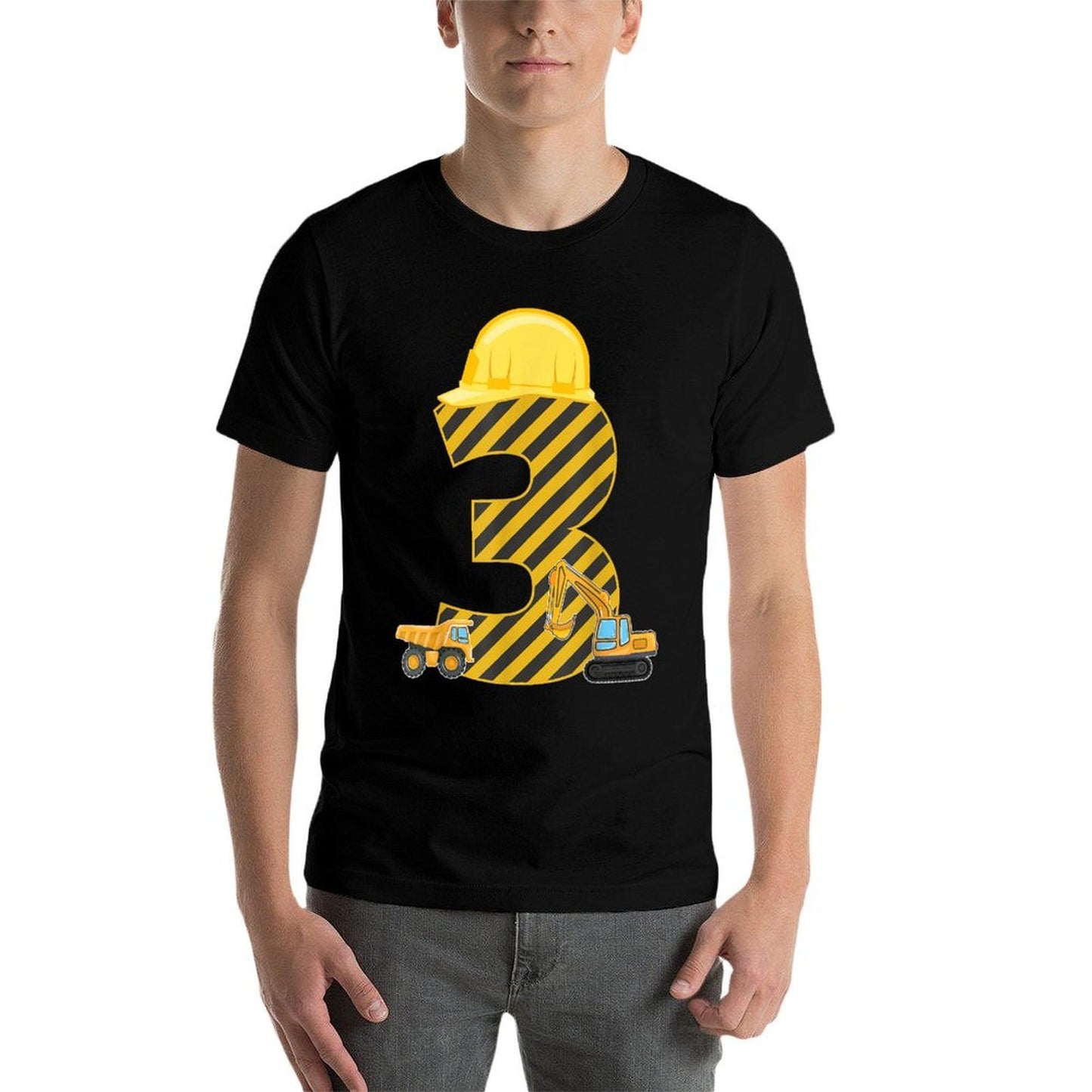 Three 3yr 3rd Birthday Construction Outfit Boy 3 Years Old Relaxed-fit T-Shirt