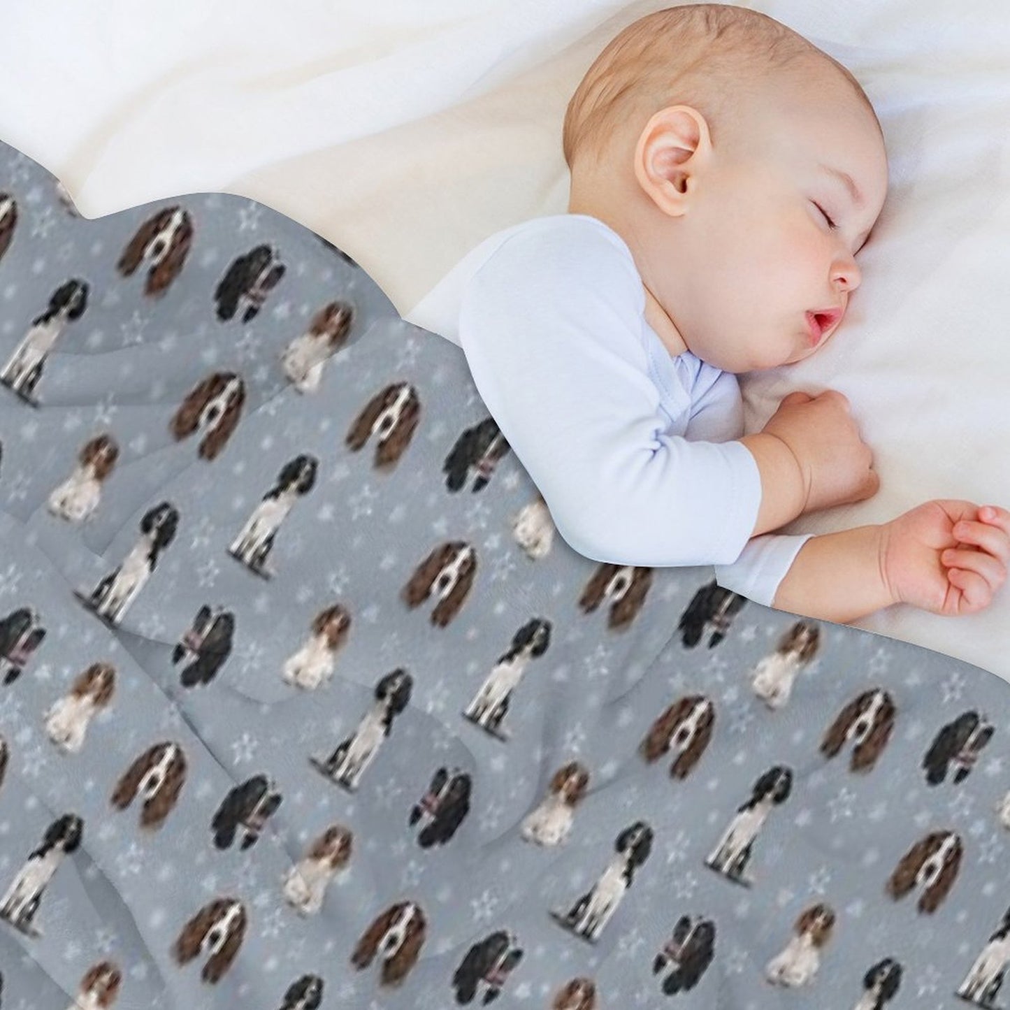 The Springer Spaniel Blue Plush Throw Blanket