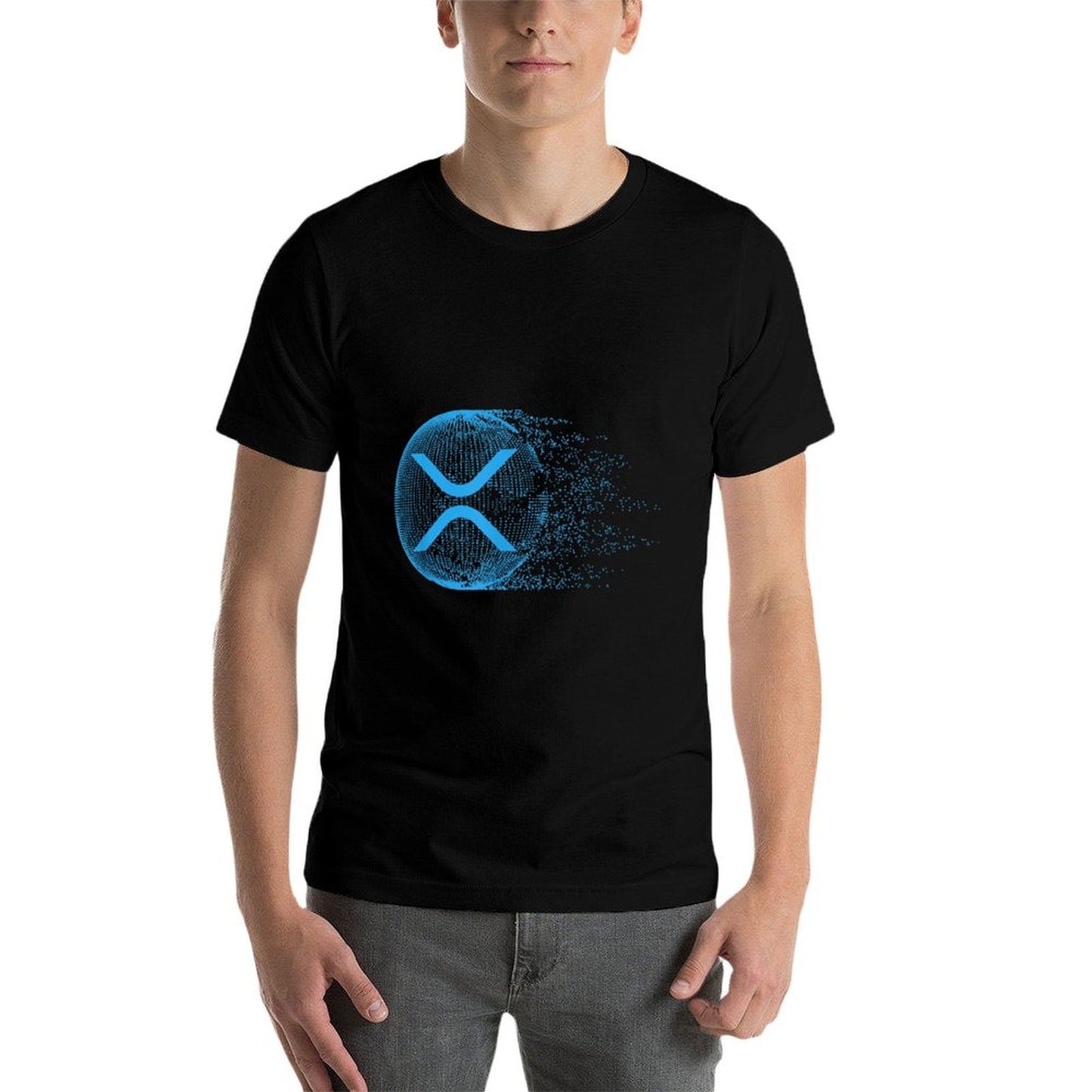 XRP Abstracts for Men And Women Unisex-Adults Black Small Modern Easy-care T-Shirt