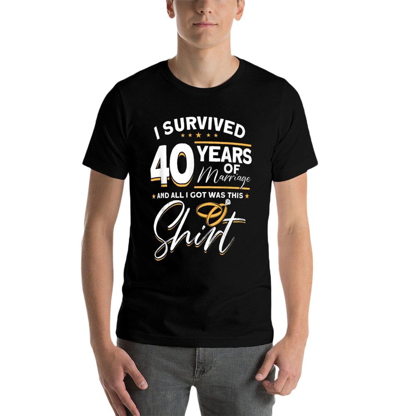 40th Wedding Anniversary, 40 Years Married, Husband & Wife  High-quality Stitching T-Shirt