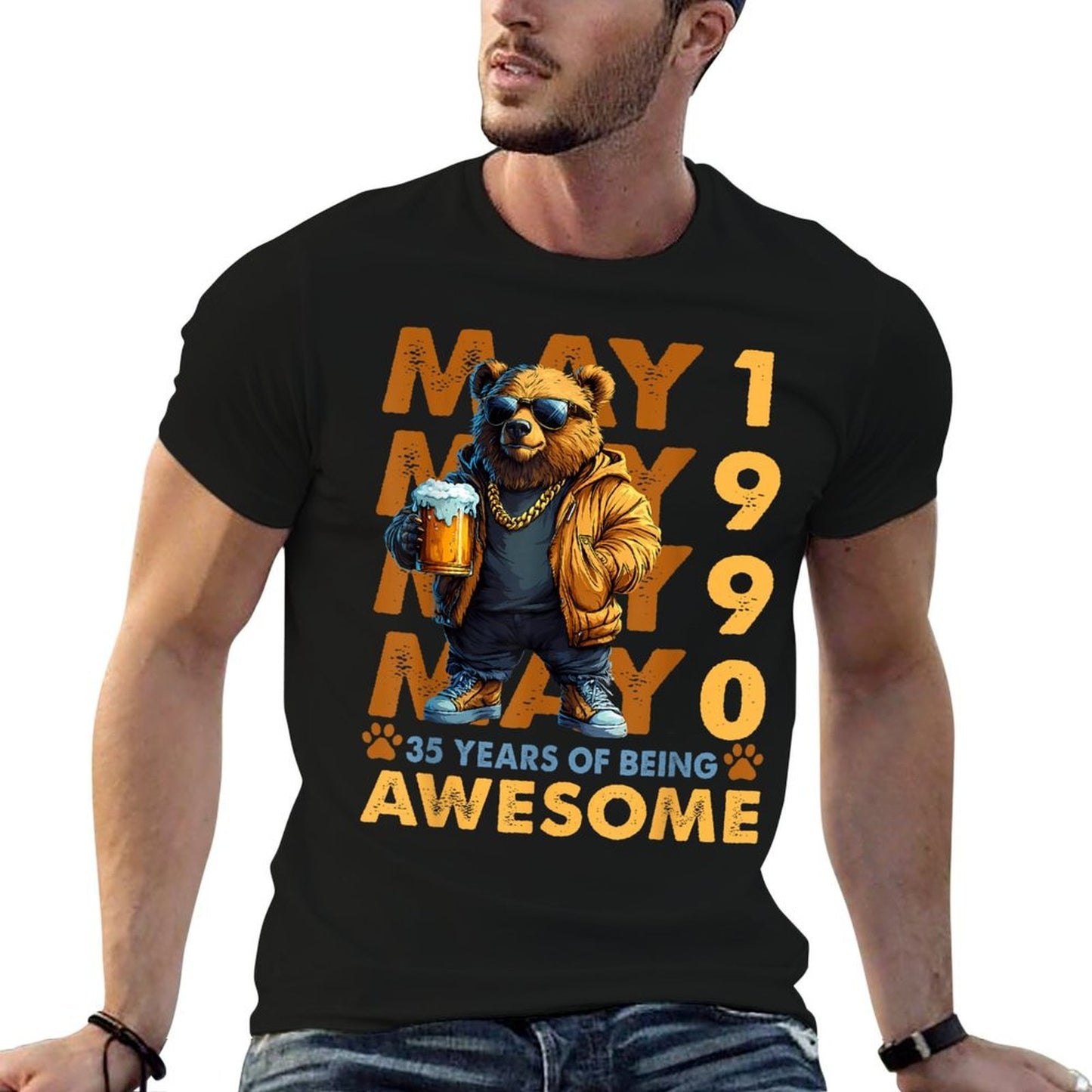35th Birthday Bear Legends May 1990 35 Years Old For Mens Stretchy T-Shirt