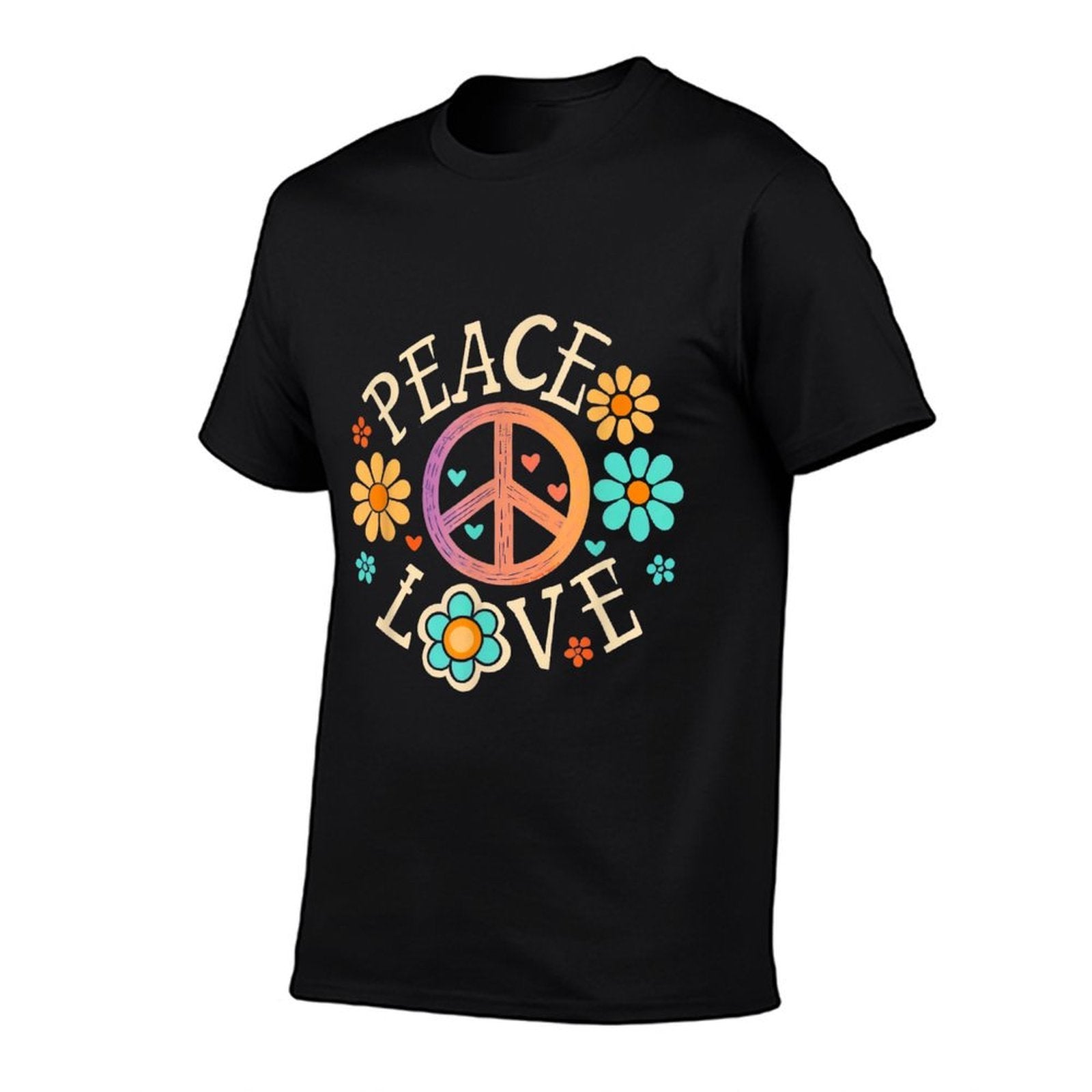Retro 60s 70s Groovy Hippie Flowers Peace Sign Peace Love  Moisture-wicking T-Shirt