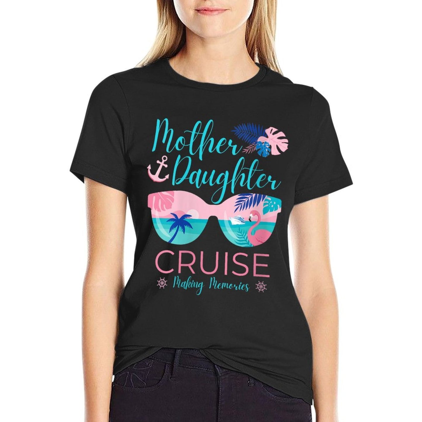 Womens Mother Daughter Cruise Trip Matching Cruising Squad Womens Rolled Sleeves T-Shirt