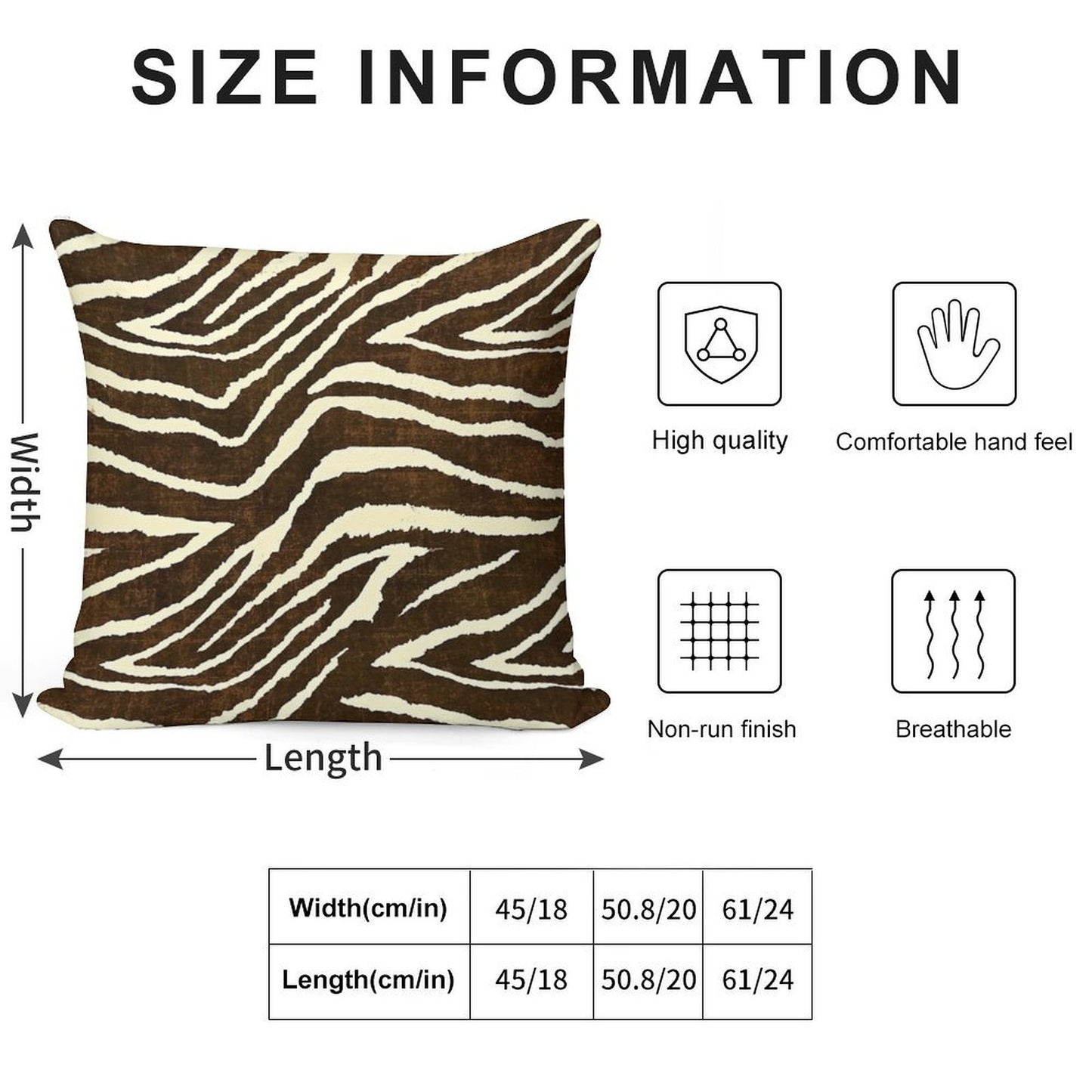 ZEBRA IN WINTER BROWN AND BEIGE ANIMAL PRINT Soft High-Density Material Throw Pillow