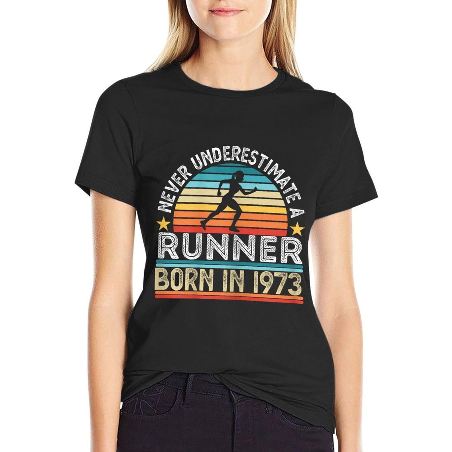 Runner Born 1973 50th Birthday Running Gifts Womens Durable T-Shirt