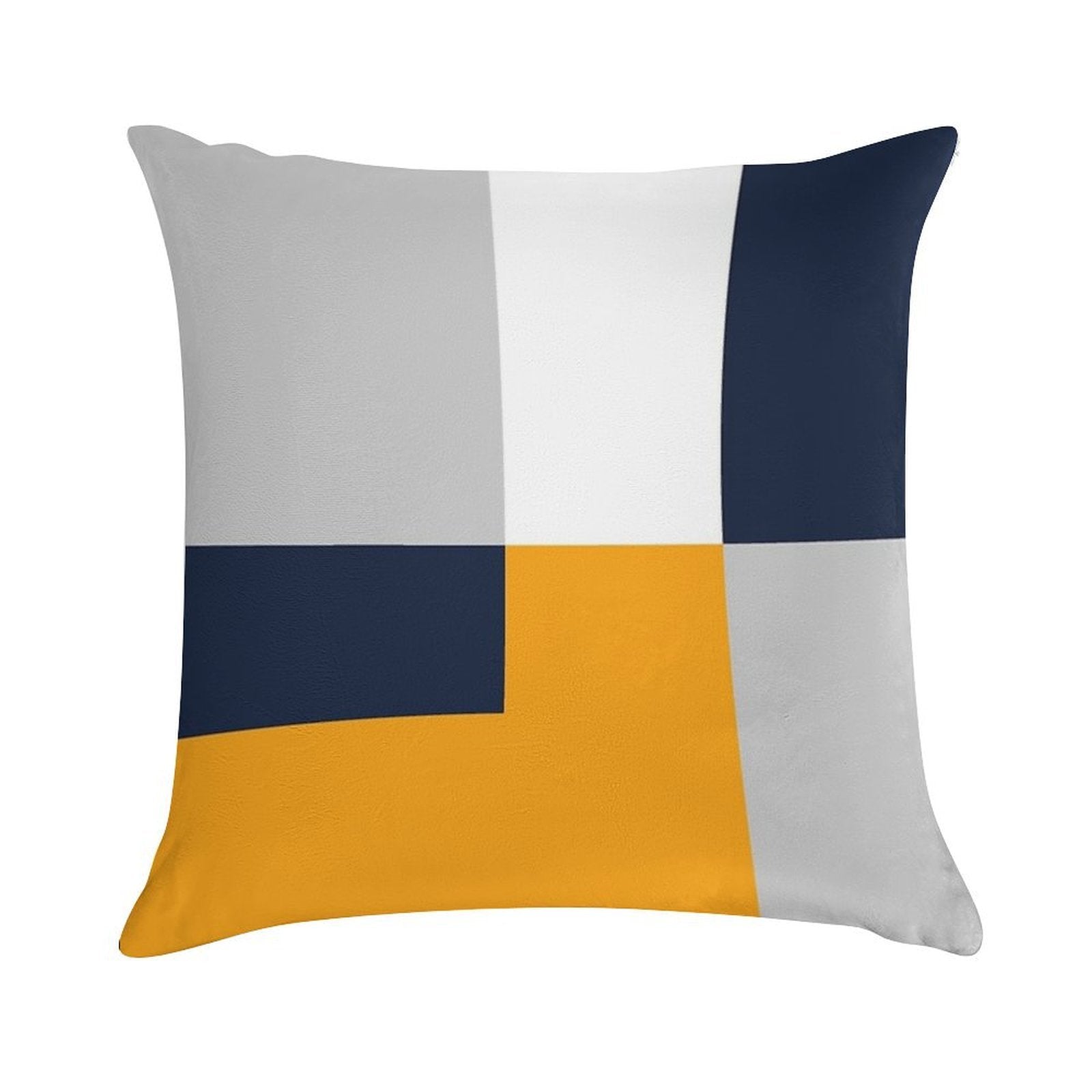 Modern Color Block - Navy, Grey And Yellow Soft Luxury Feel Throw Pillow