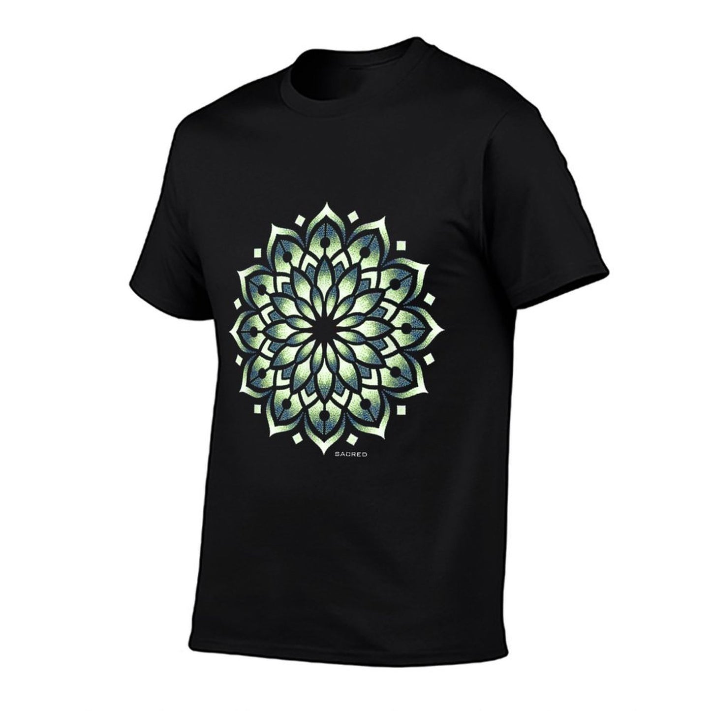 Sacred Geometry Green Chakra Hue Dotwork Mandala Breathable T-Shirt