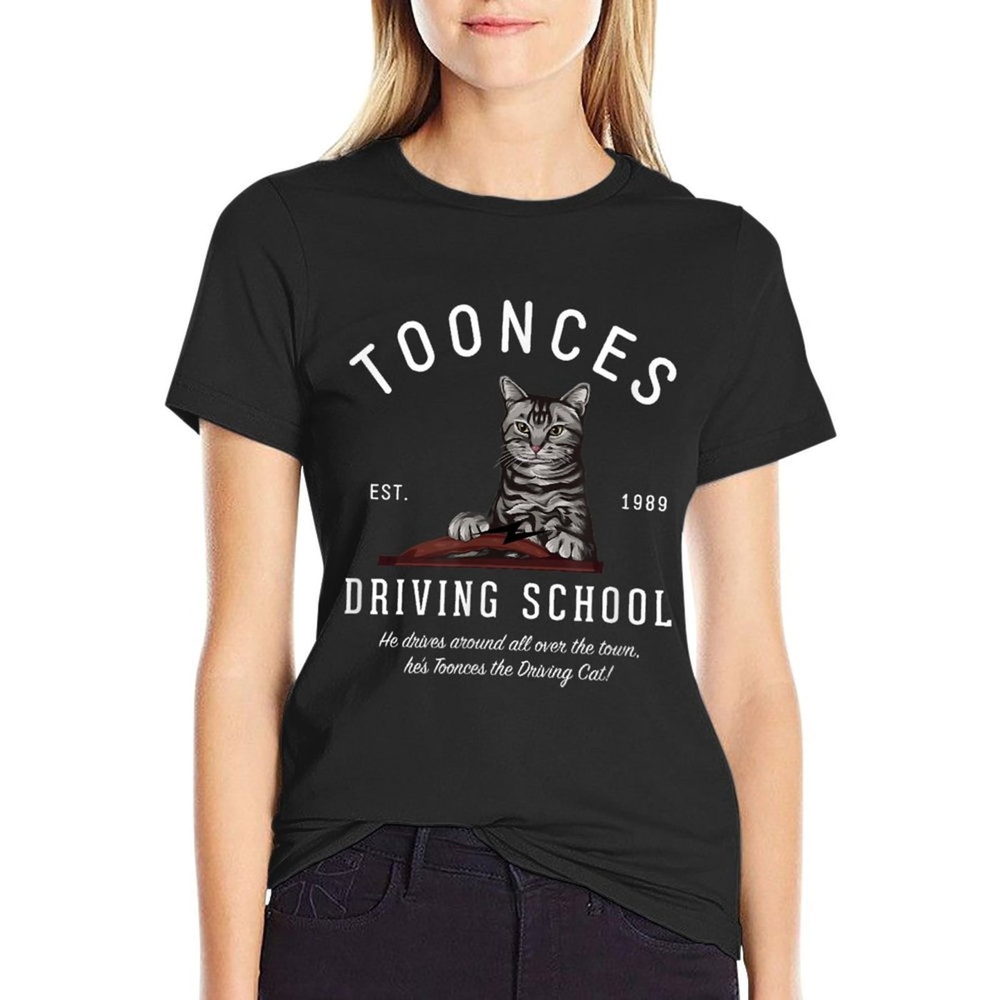 Toonces Driving School Est. 1989 - The Driving Cat Stretchy T-Shirt