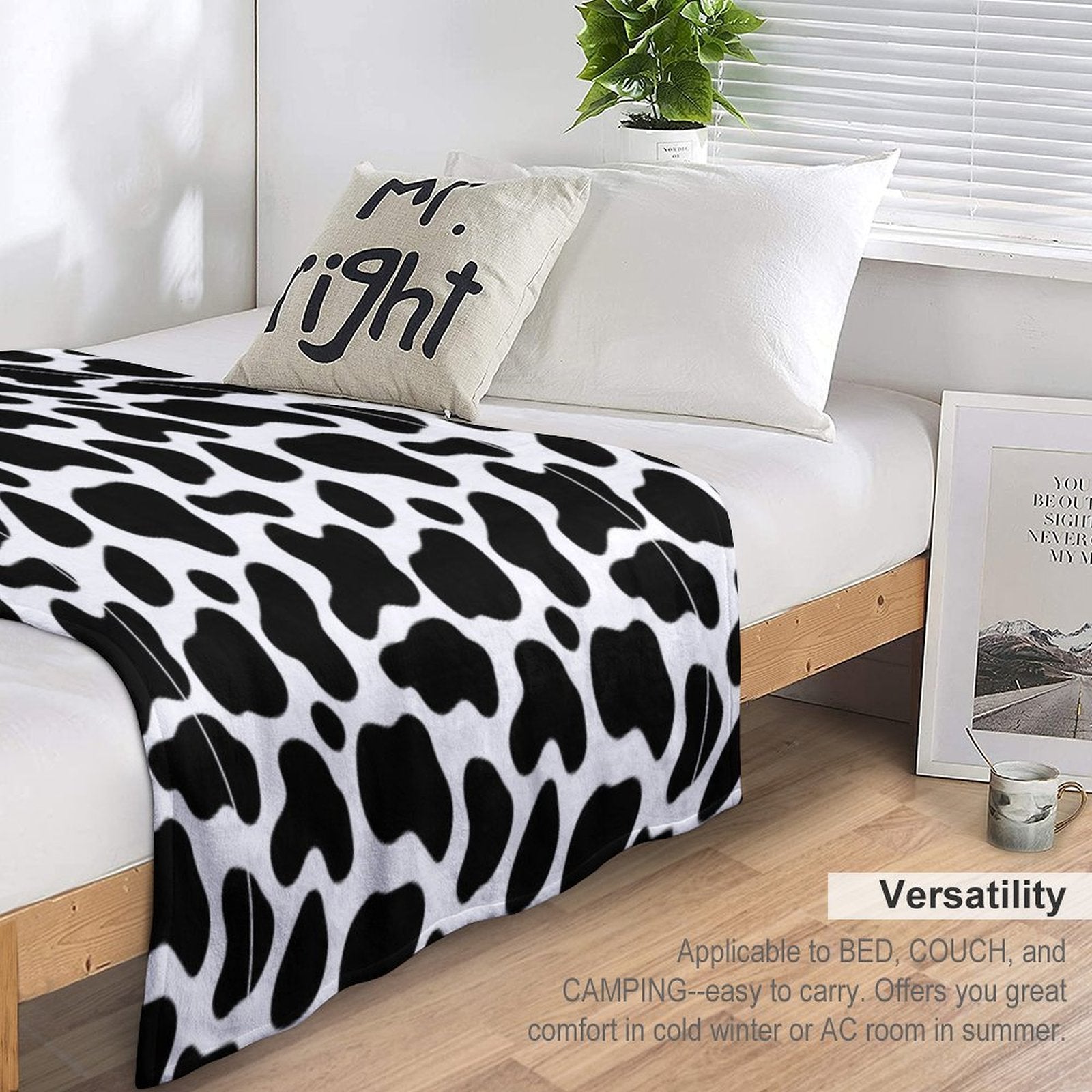 Cow Pattern Costume Shrink-resistant Throw Blanket