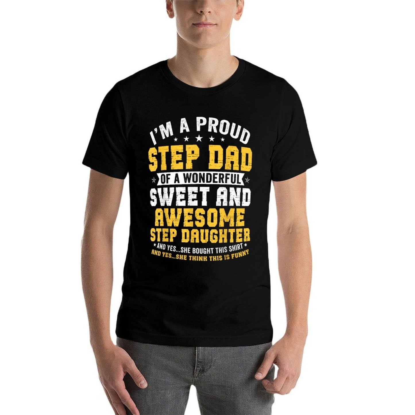 Step Dad Fathers Day Men Funny Step Daughter Stepdad Trendy Pattern T-Shirt