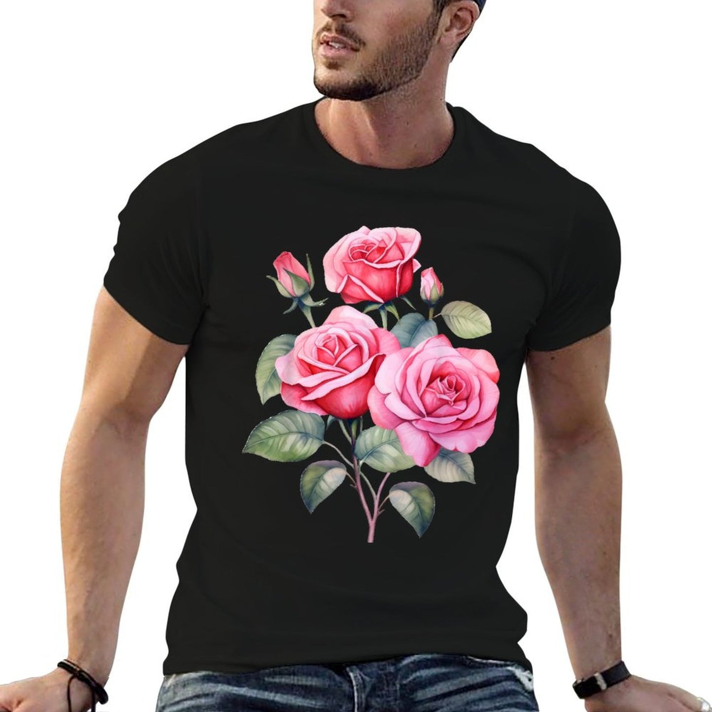 Roses Flowers Plant Gardening Floral Watercolor Classic T-Shirt